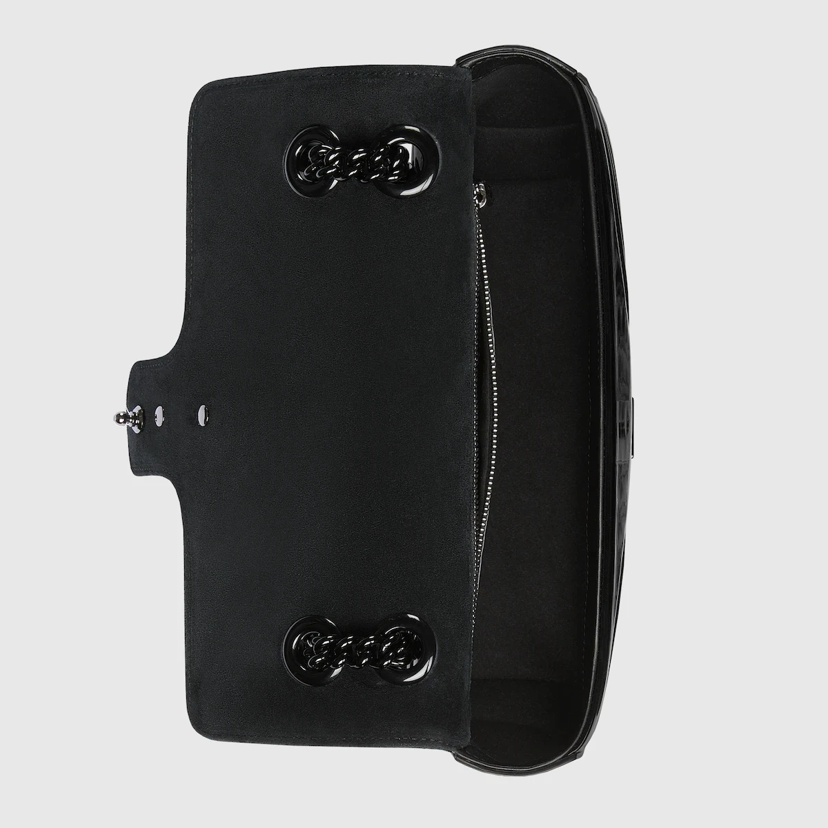 Gucci GG Marmont patent small shoulder bag in patent 10A