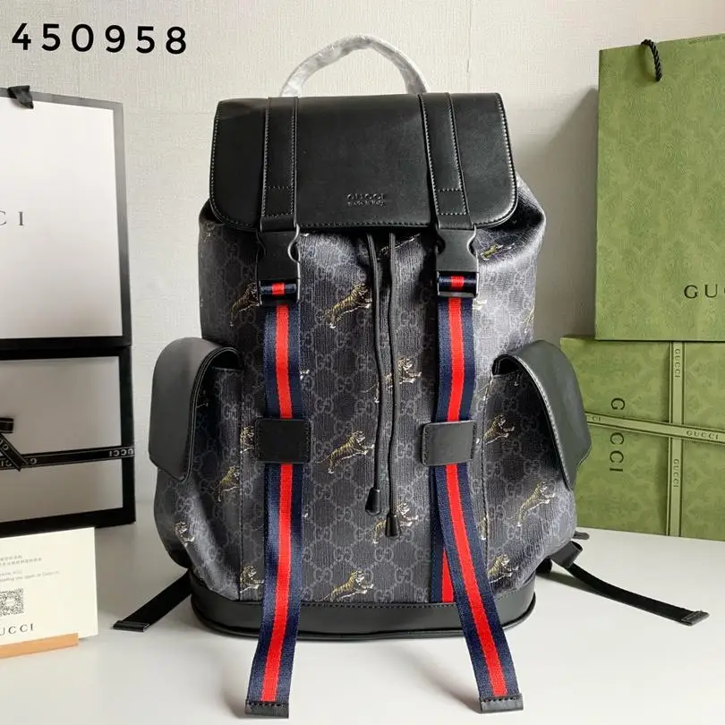 Gucci Striped Webbing Backpack Bag