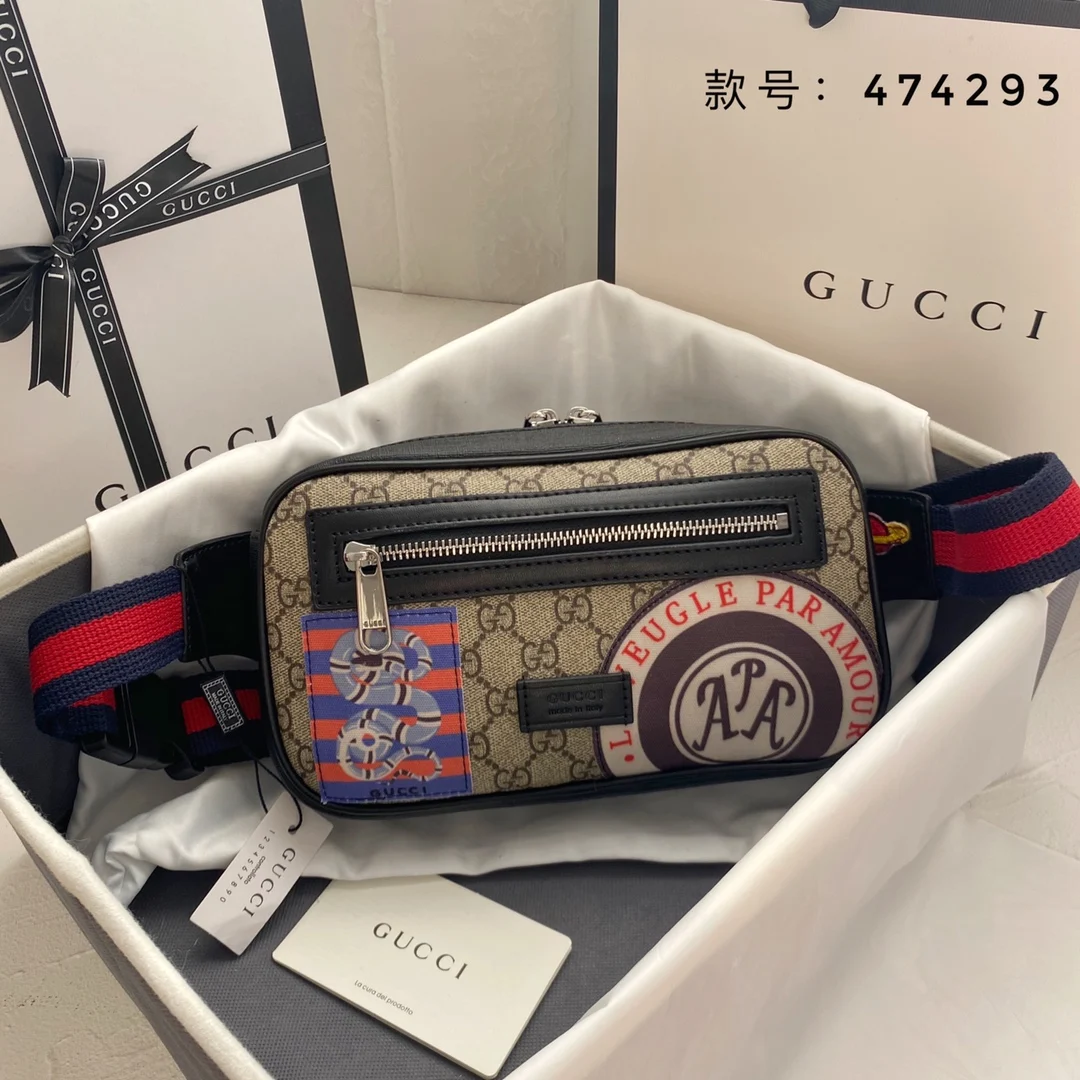 Gucci Canvas & Leather Waist Bag Belt Bag