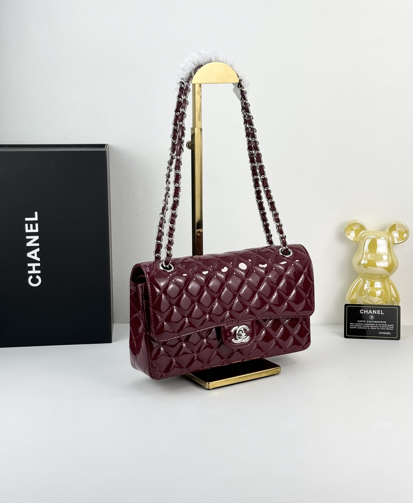 Chanel 25cm Red Patent Leather Classic Flap Bag 1112