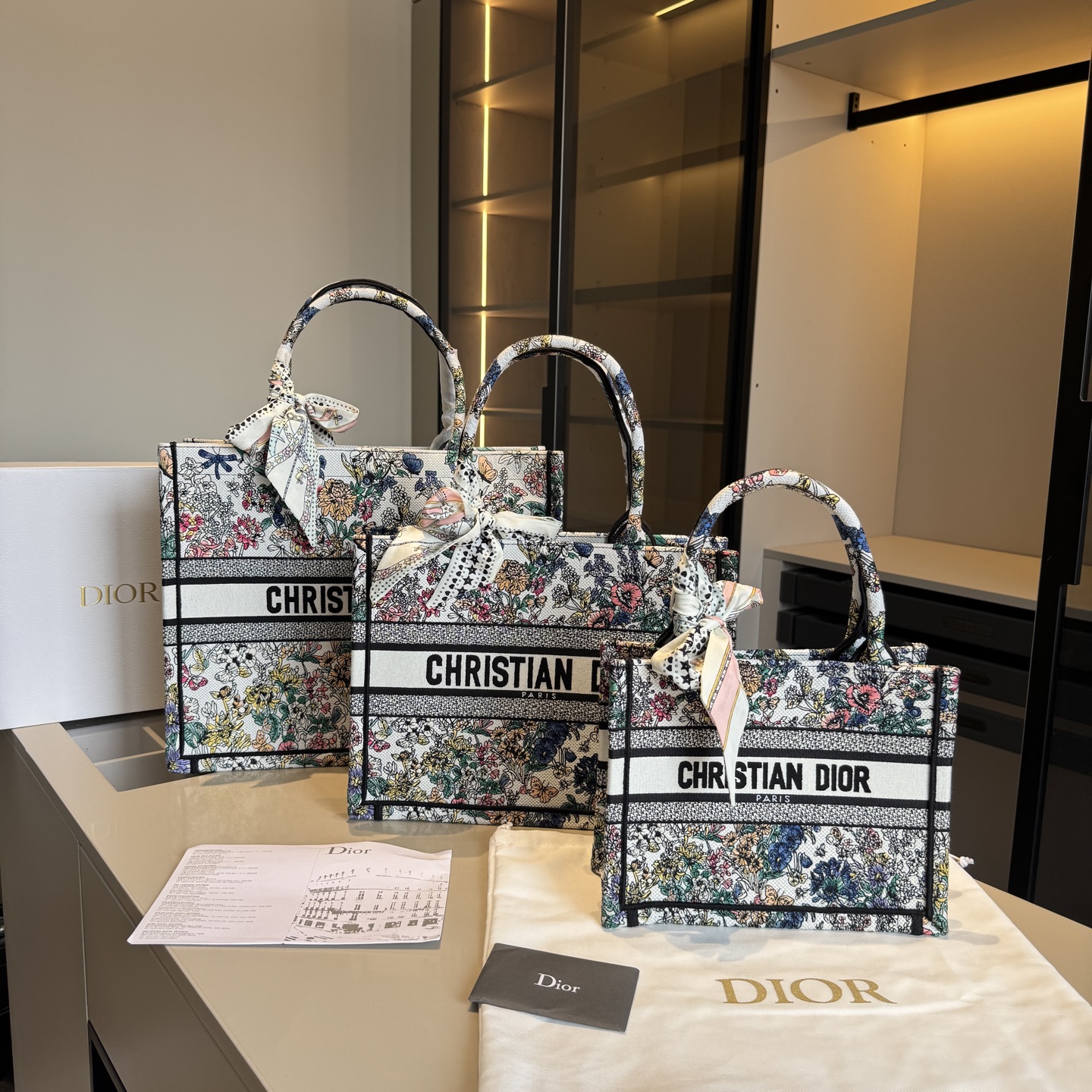 Dior Floral Book Tote  3D Embroidery 10A