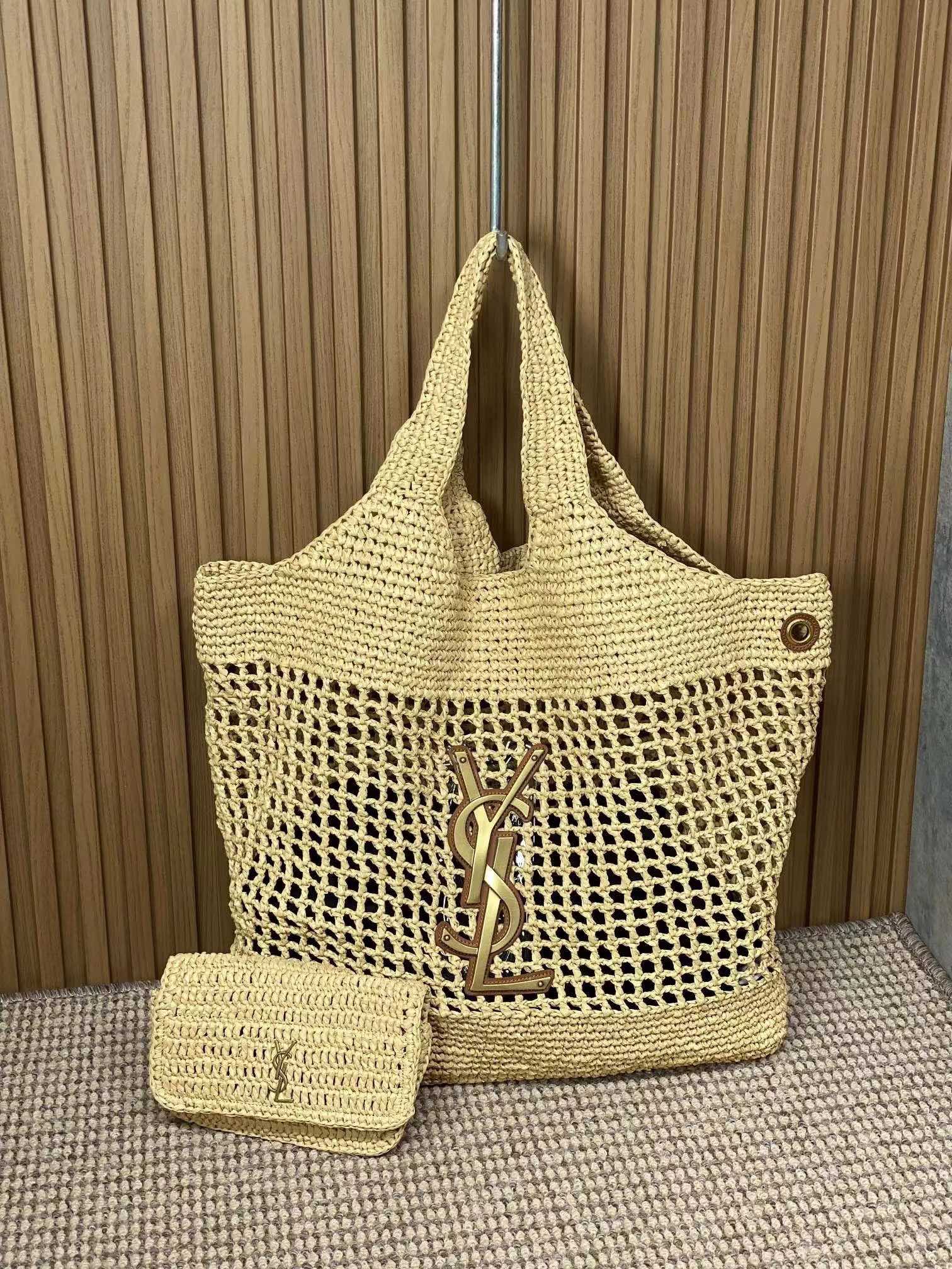 SAINT LAURENT ICARE IN RAFFIA Tote Bag Shopping Bag Handbag