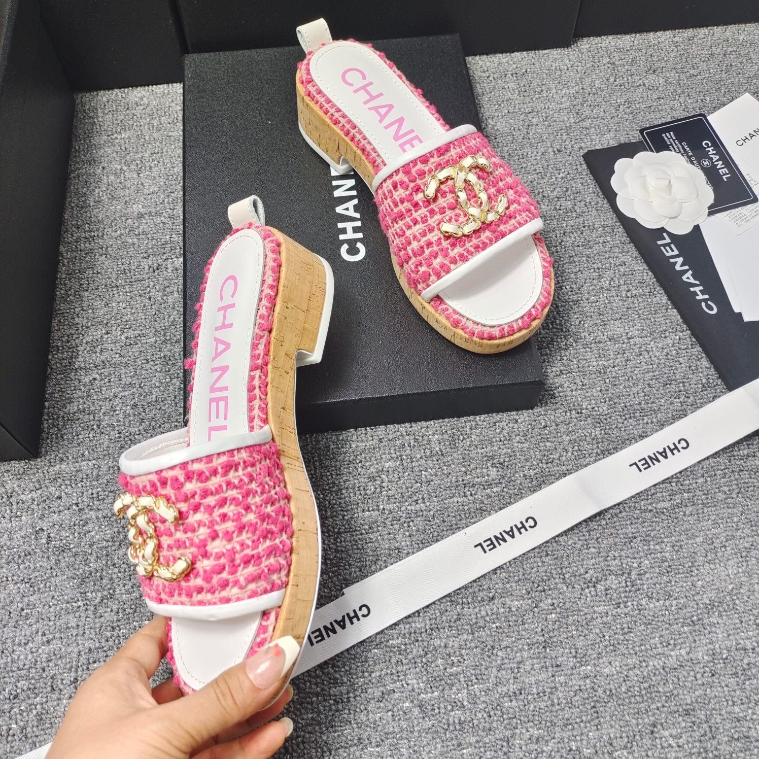 Chanel Chunky Chain Alphabet High Heels Sandals Slippers Shoes