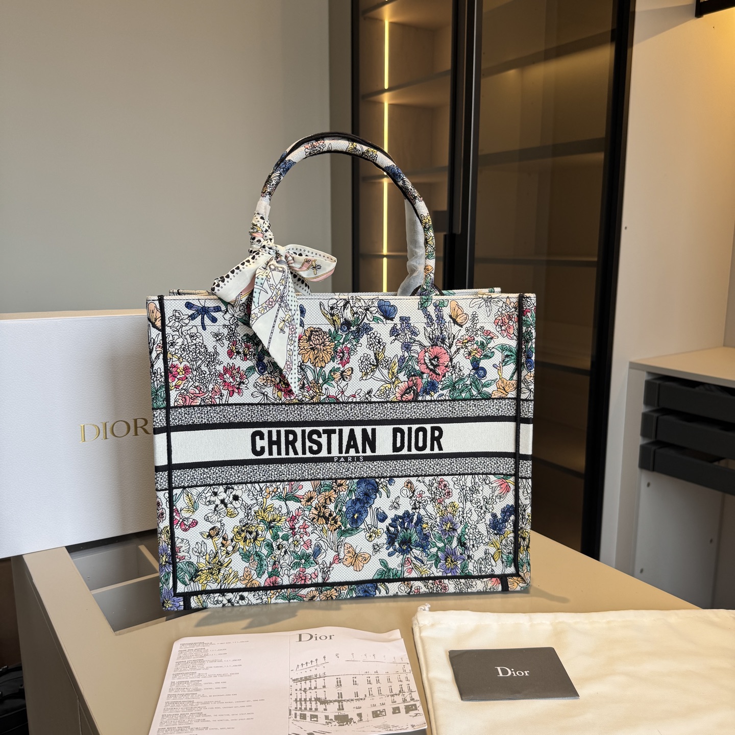 Dior Floral Book Tote  3D Embroidery 10A