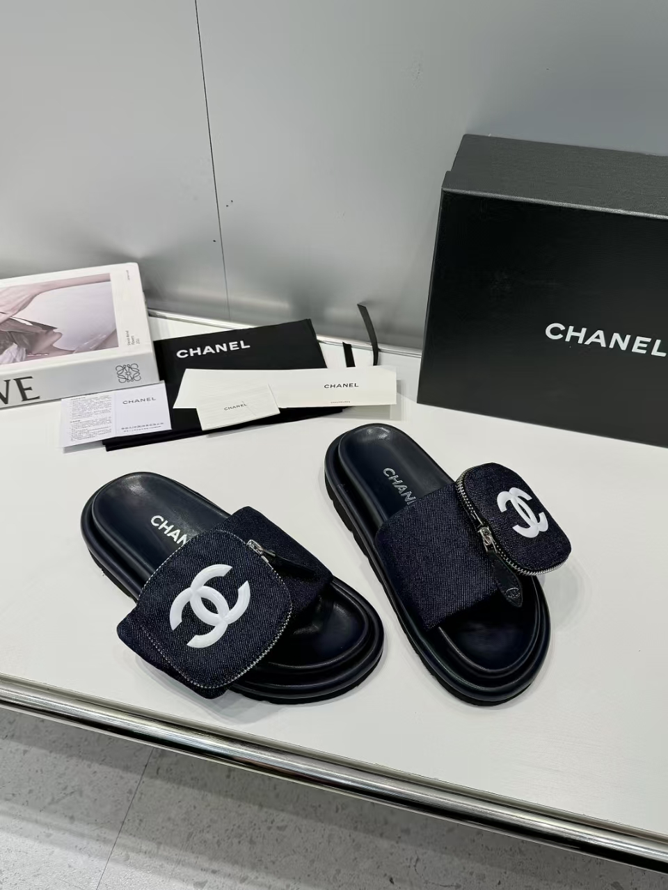 Chanel Embossed Logo Sandals Slipper Shoes