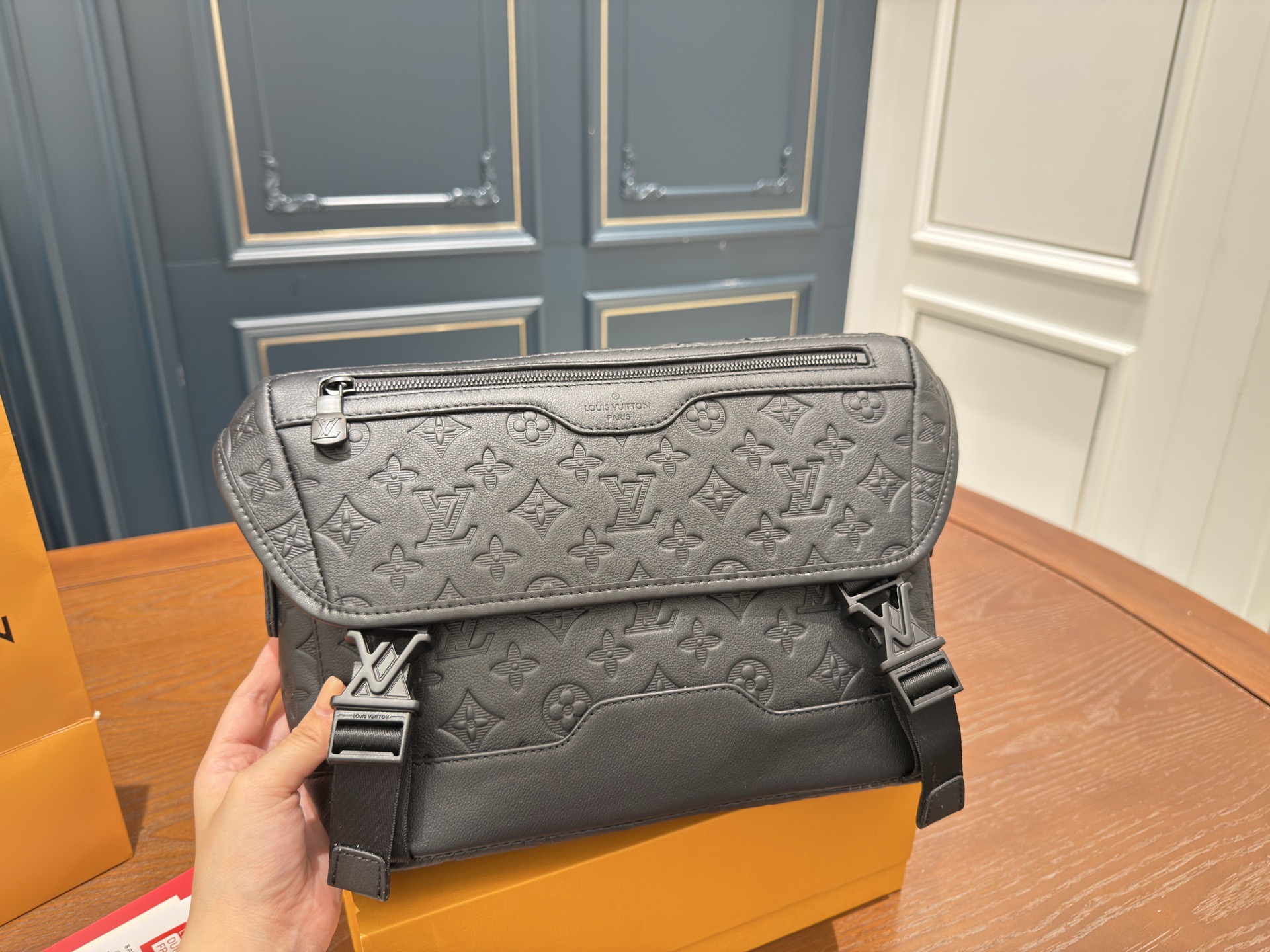 LV Men's Embossed Messenger