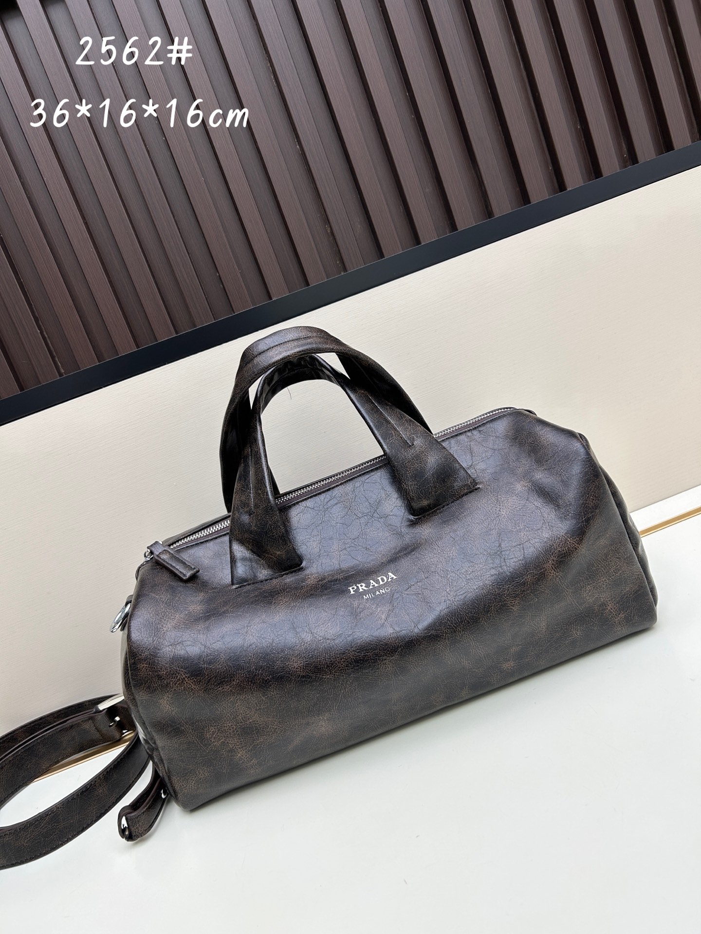 Prada Black Office Briefcase Aged Leather Large Capacity Work Bag