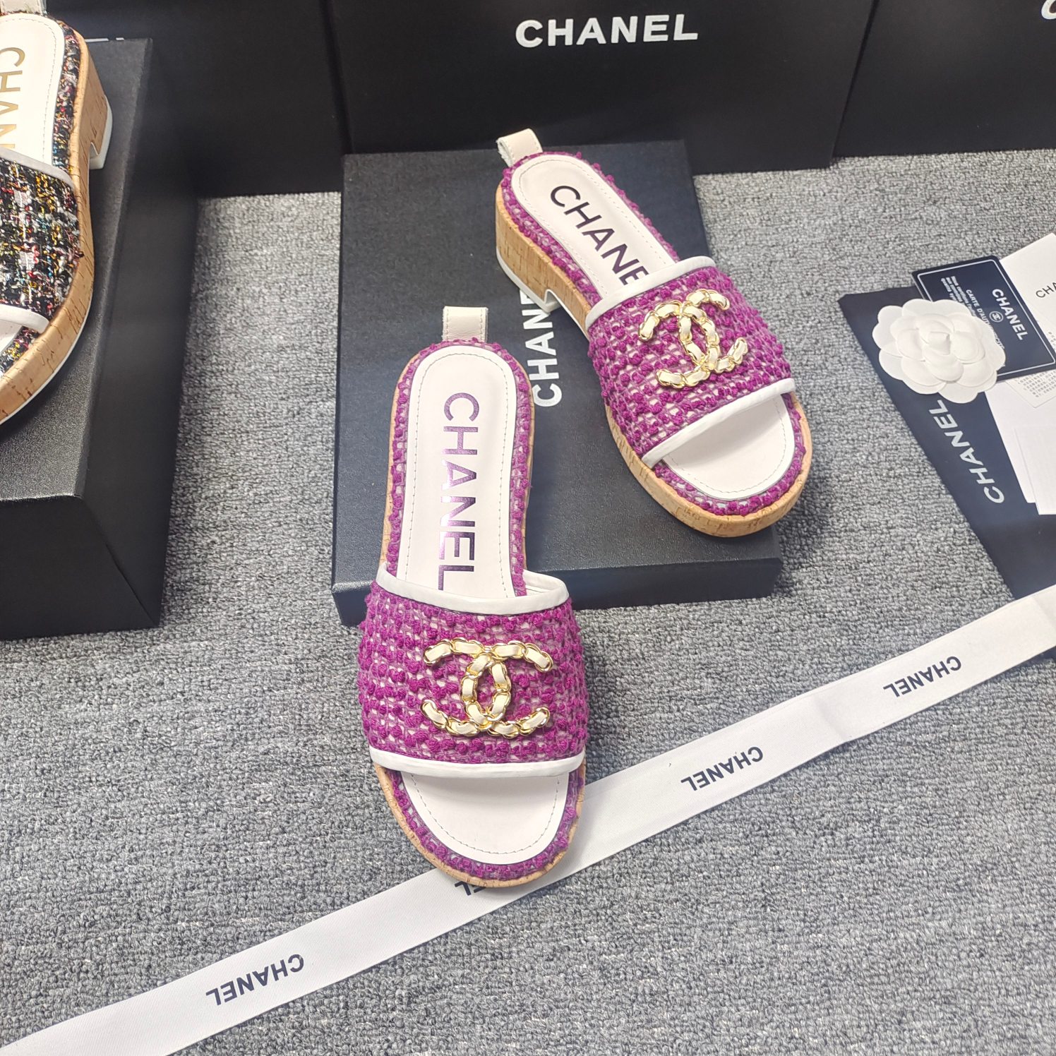 Chanel Chunky Chain Alphabet High Heels Sandals Slippers Shoes
