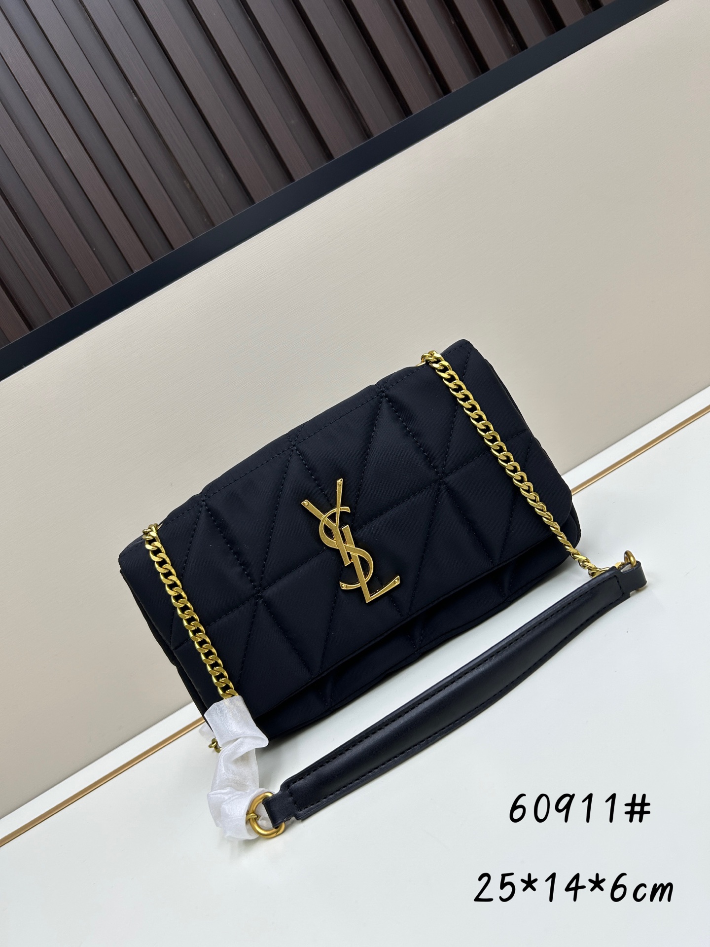 YSL Gaby 6102 Quilted Lambskin Double Zip Clutch