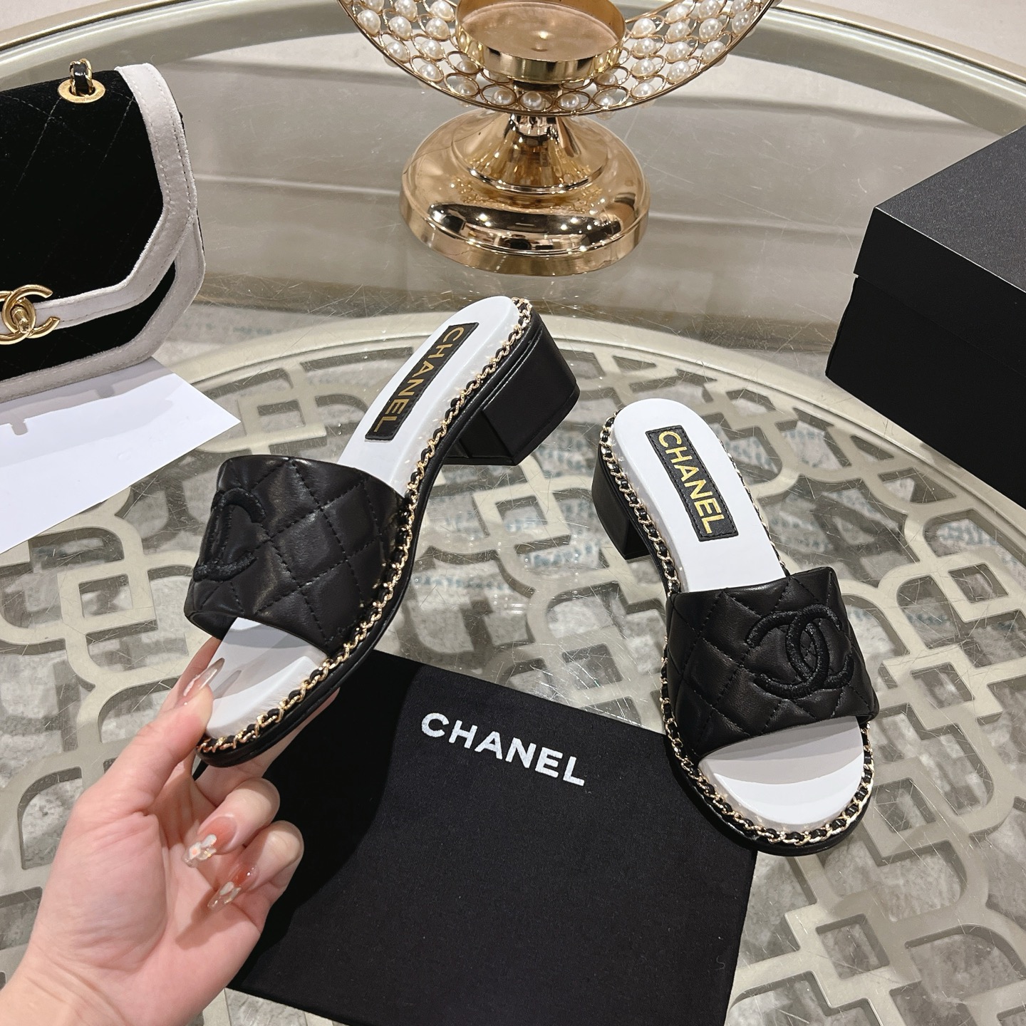Chanel Slipper Sandals Heels Shoes