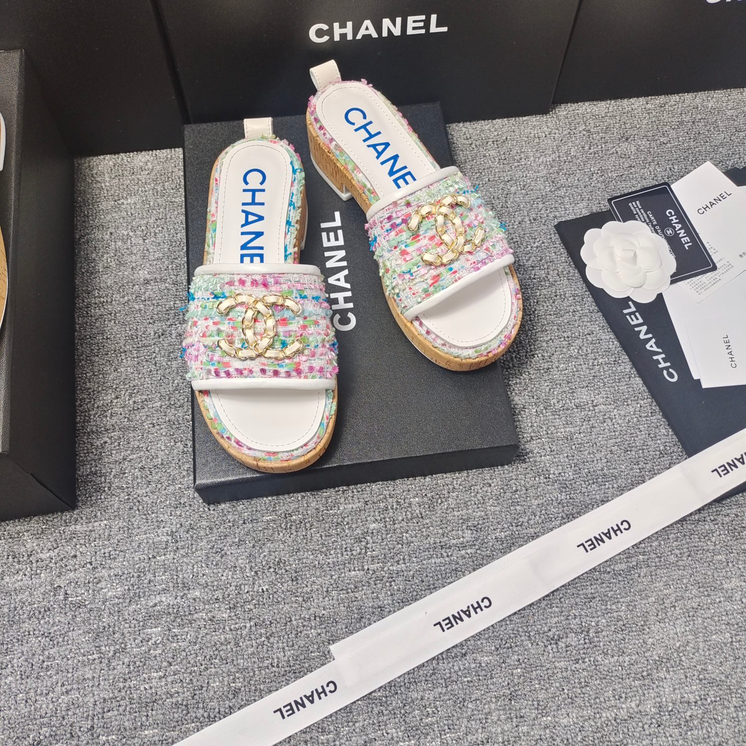 Chanel Chunky Chain Alphabet High Heels Sandals Slippers Shoes