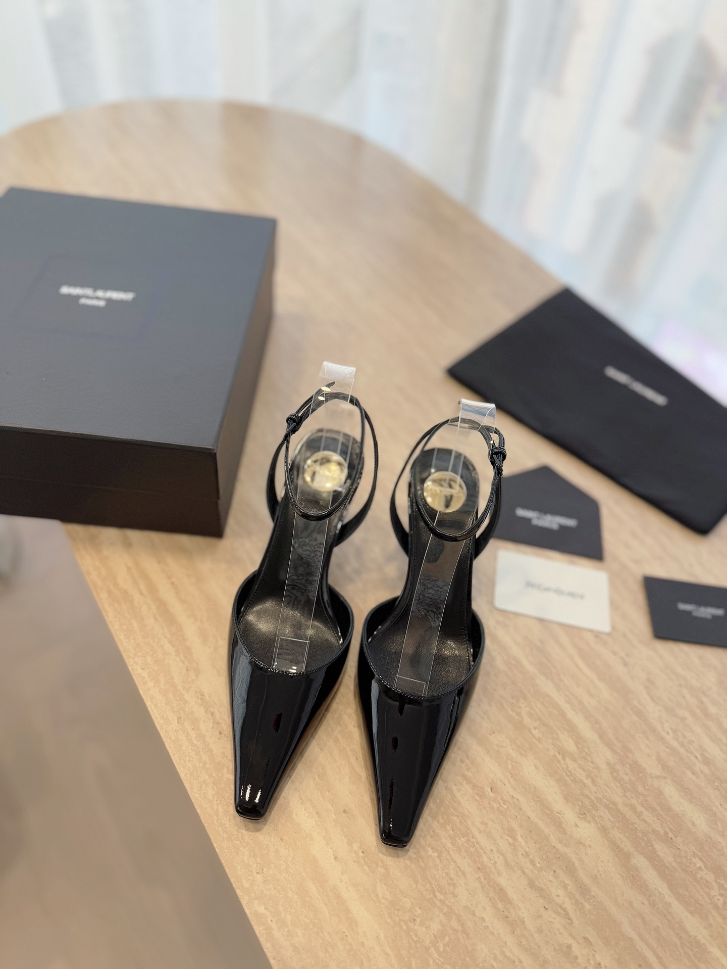 Saint Laurent YSL Pointed Toe Heeled Sandals Slippers Shoes