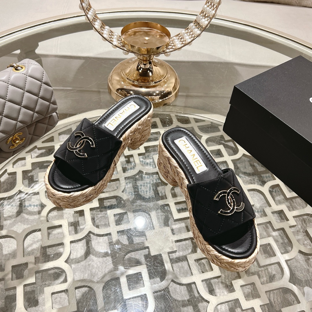 Chanel Thick Bottom Heels Slipper Sandals Shoes