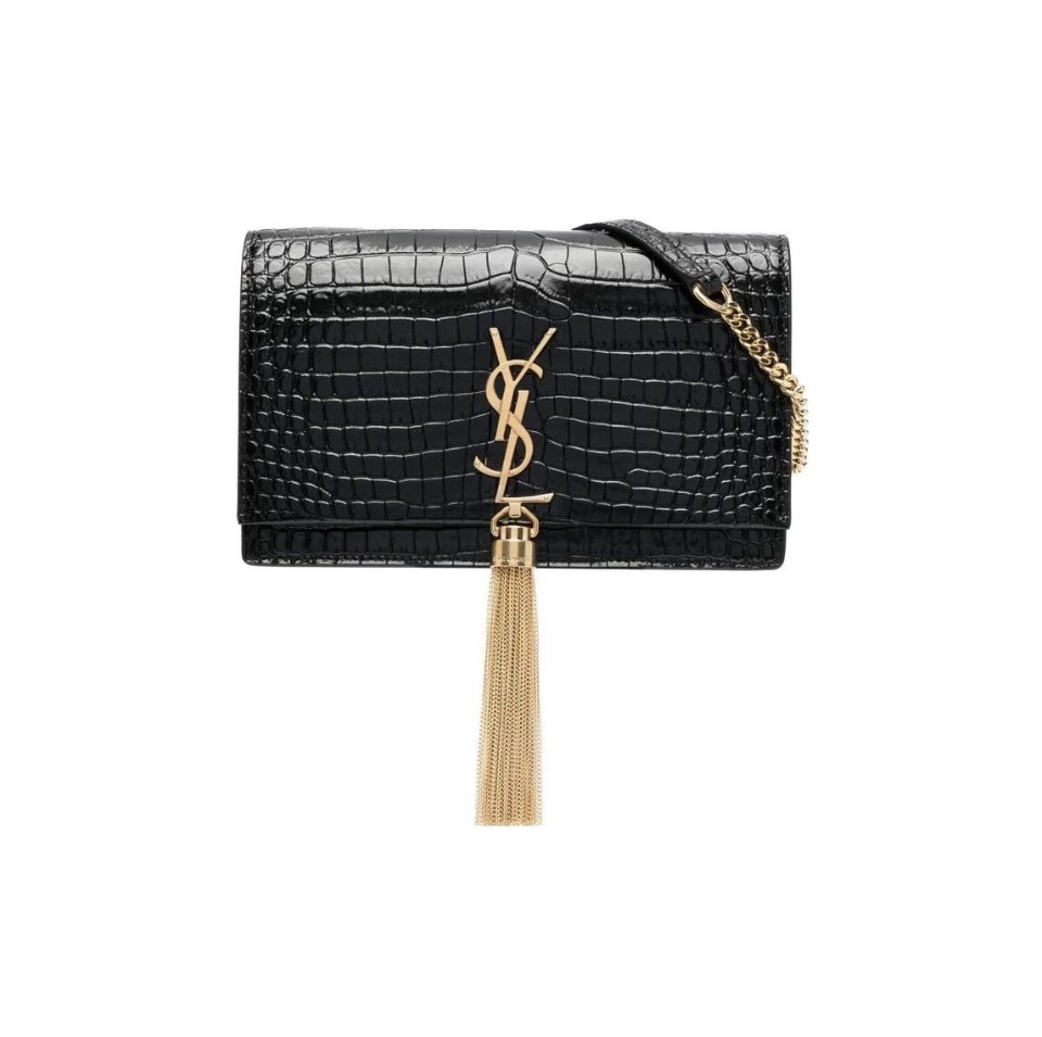 Saint Laurent YSL Kate Tassel Crocodile Leather Shoulder Bag