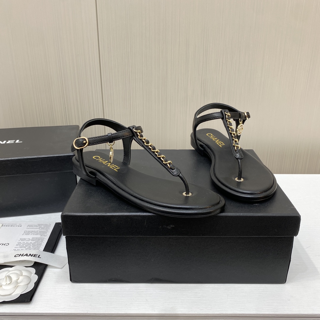 Chanel 25ss Chunky Heel Sandals Slippers Shoes