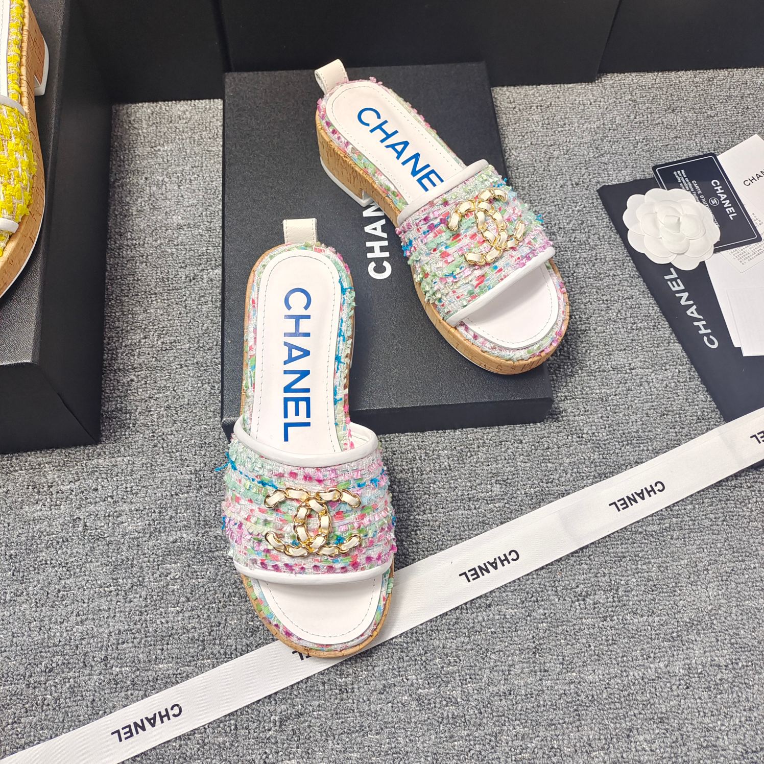 Chanel Chunky Chain Alphabet High Heels Sandals Slippers Shoes