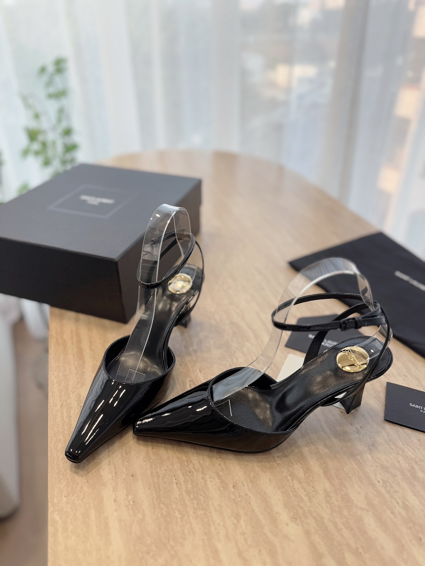 Saint Laurent YSL Pointed Toe Heeled Sandals Slippers Shoes