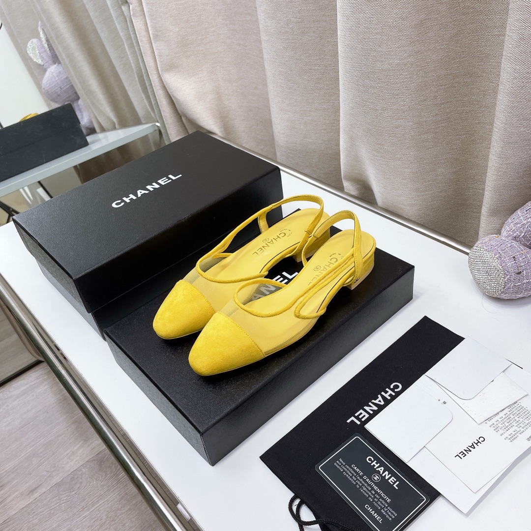 Chanel Chunky Heel High Heeled Rear Hollow Sandals Slipper Shoes