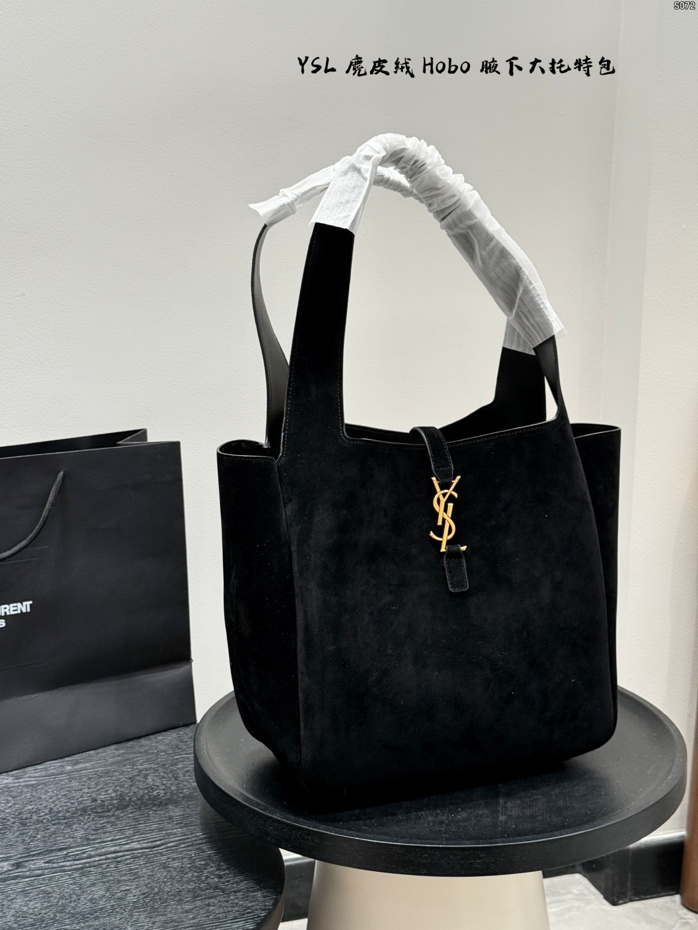 YSL Bea Suede Hobo Tote 30cm Detachable Straps Laptop Compartment