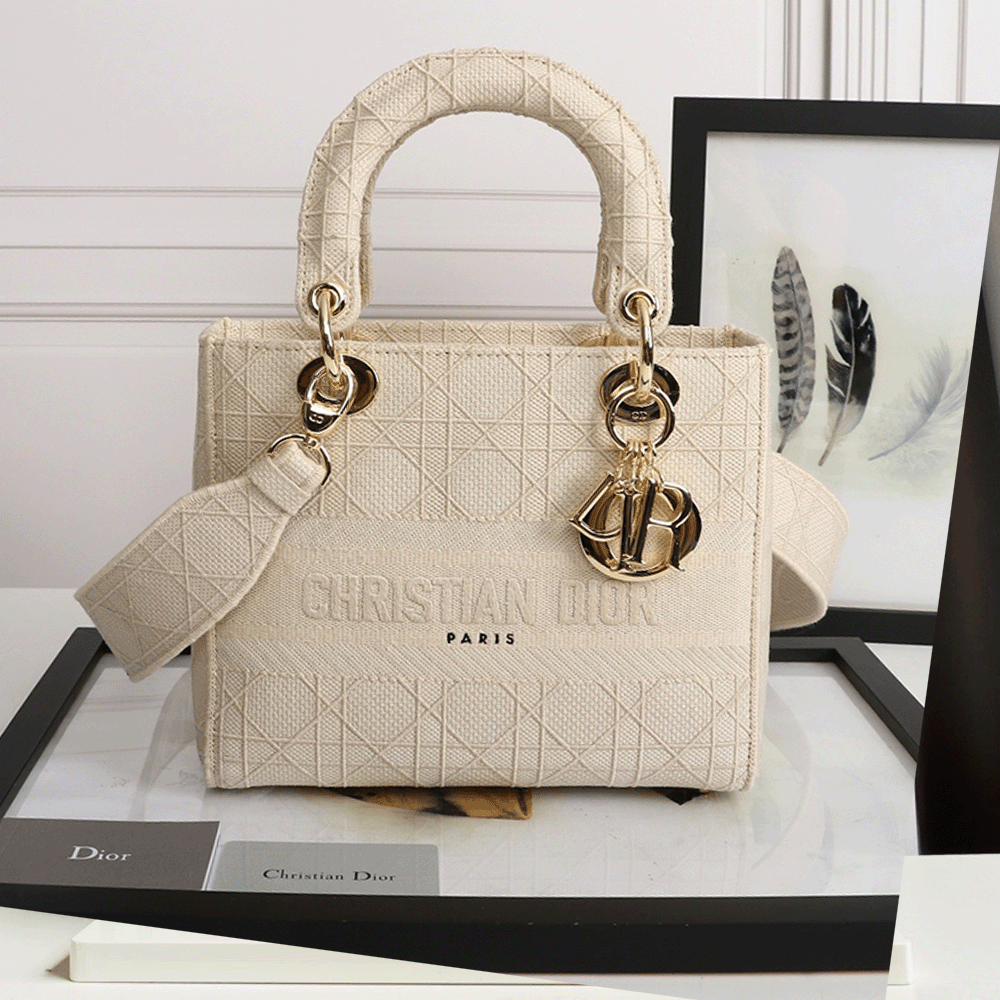 Dior Medium LADY Bag Cannage Embroidery