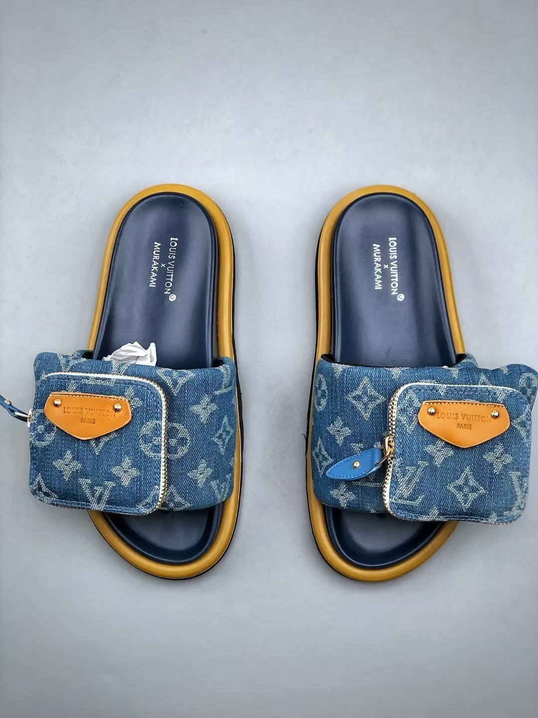 Louis Vuitton Blue Thick low Velcro slippers