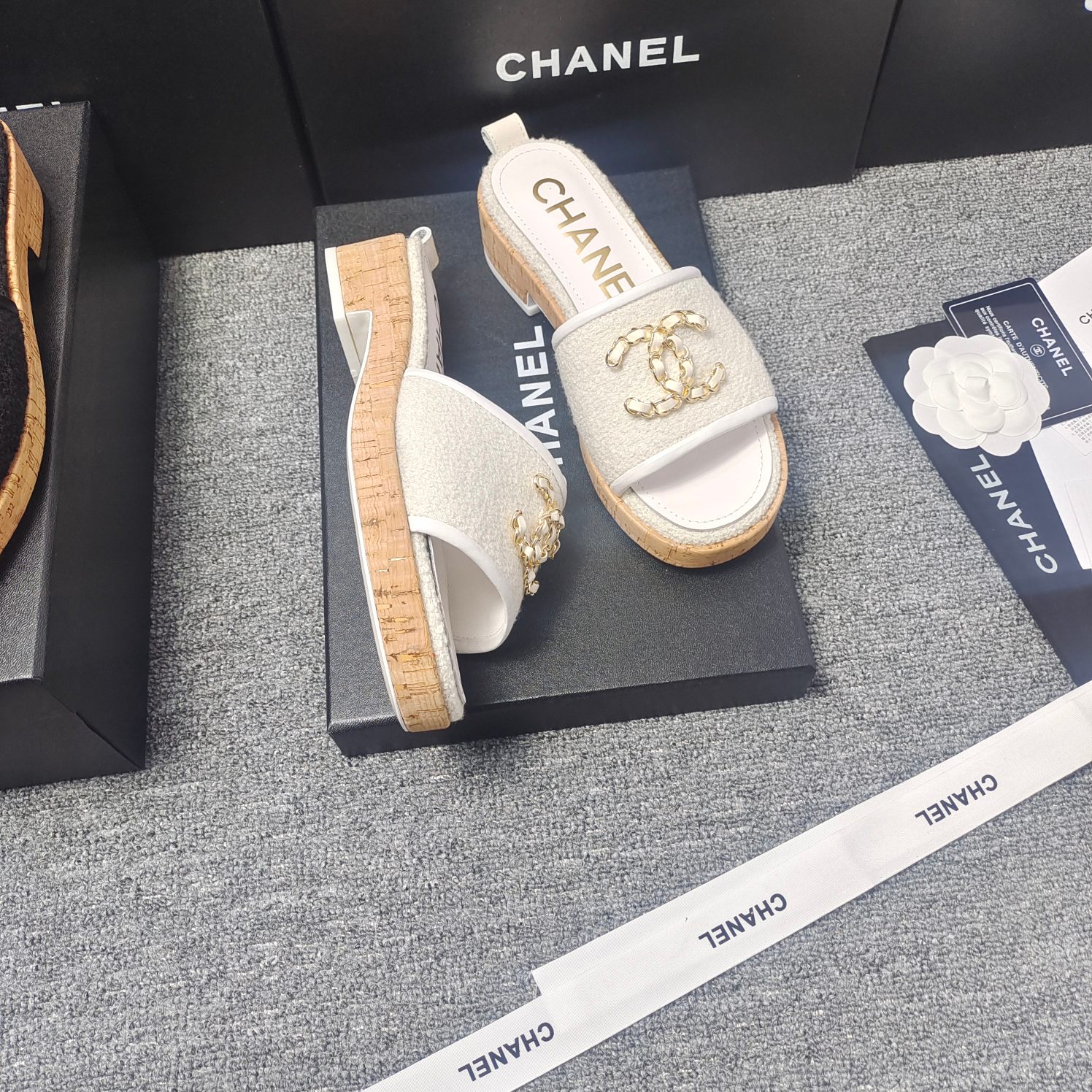 Chanel Chunky Chain Alphabet High Heels Sandals Slippers Shoes