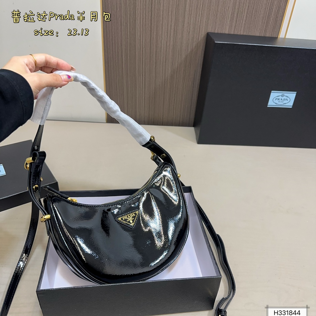 PRADA Saffiano Crescent Underarm Bag
