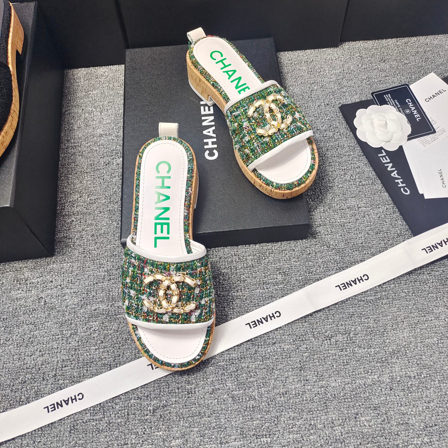 Chanel Chunky Chain Alphabet High Heels Sandals Slippers Shoes