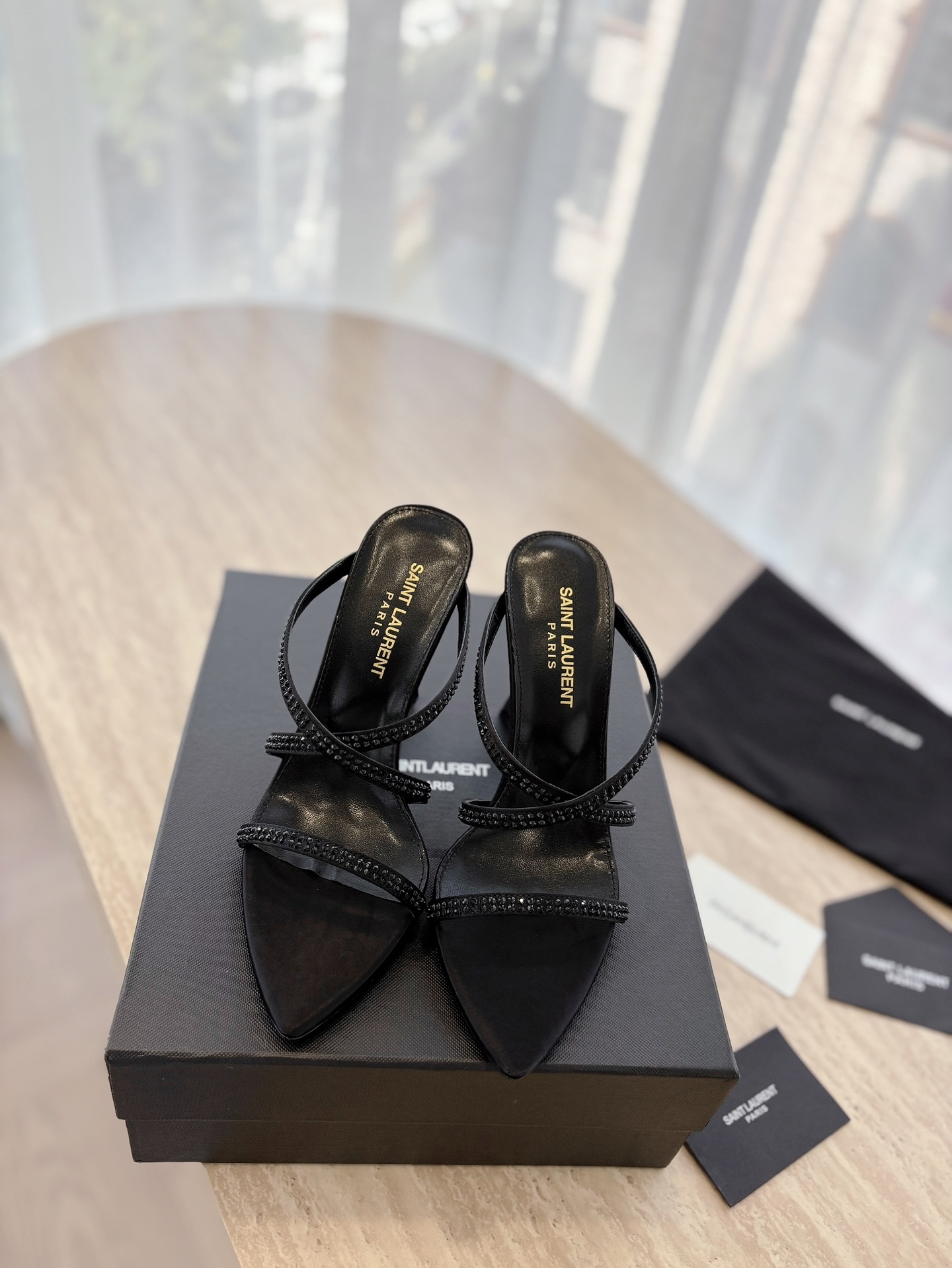 Saint Laurent YSL Full Diamond Heeled Sandals Shoes