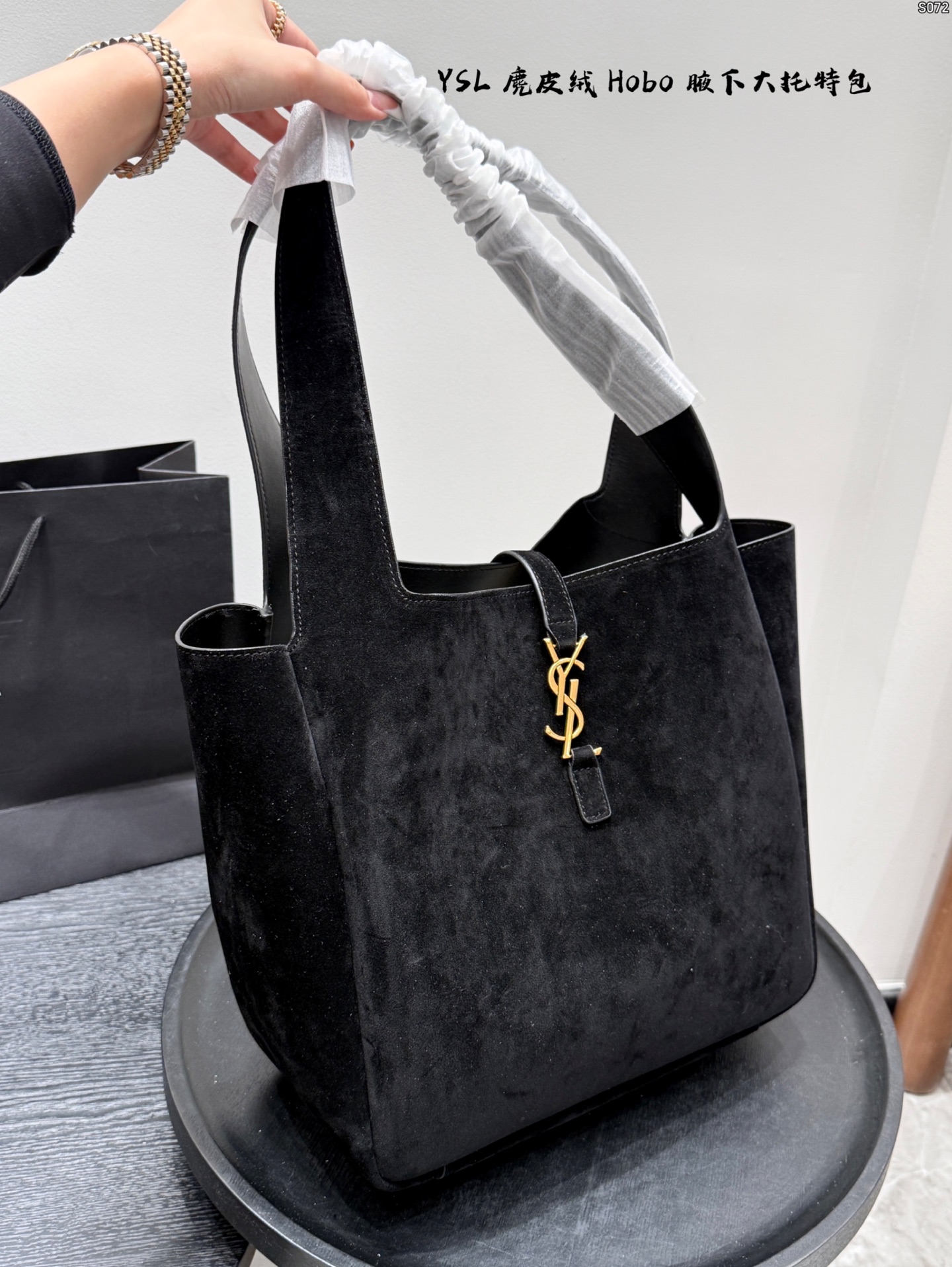 YSL Bea Suede Hobo Tote 30cm Detachable Straps Laptop Compartment