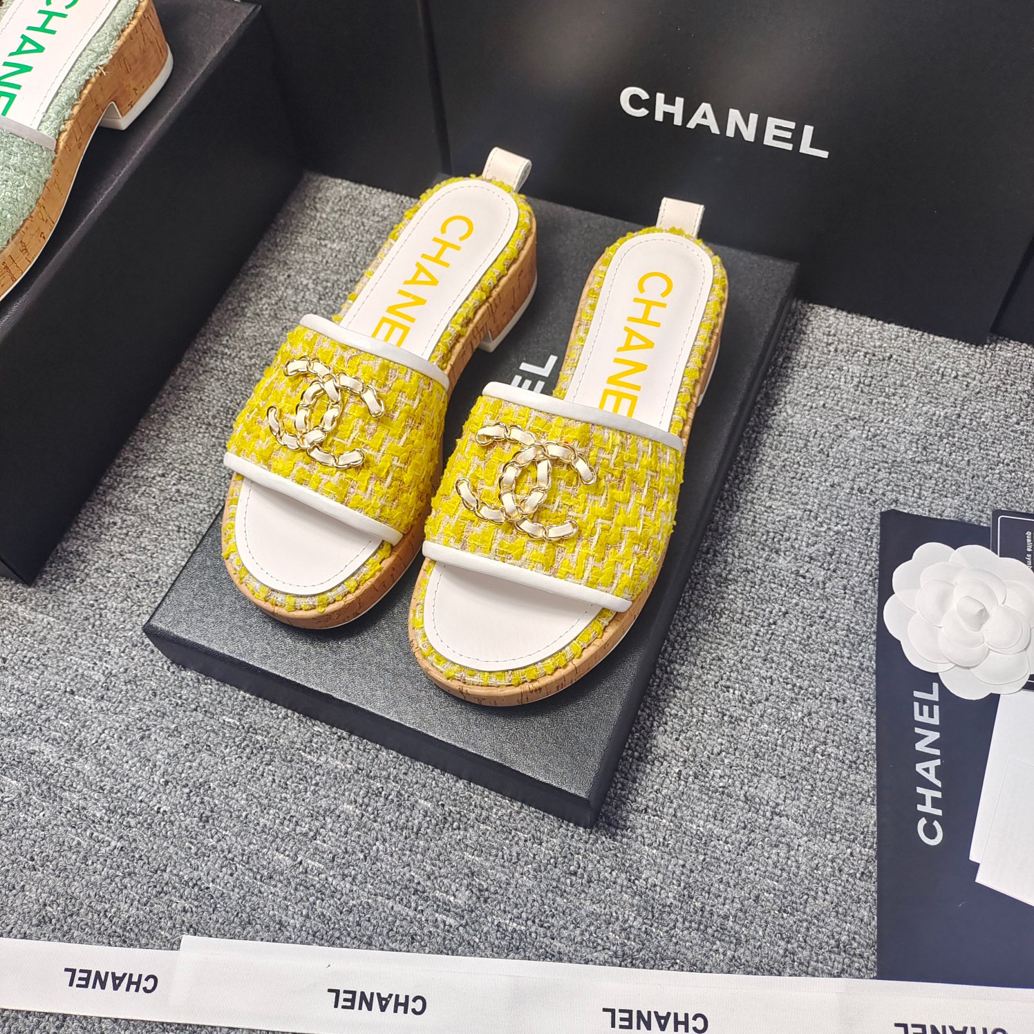 Chanel Chunky Chain Alphabet High Heels Sandals Slippers Shoes