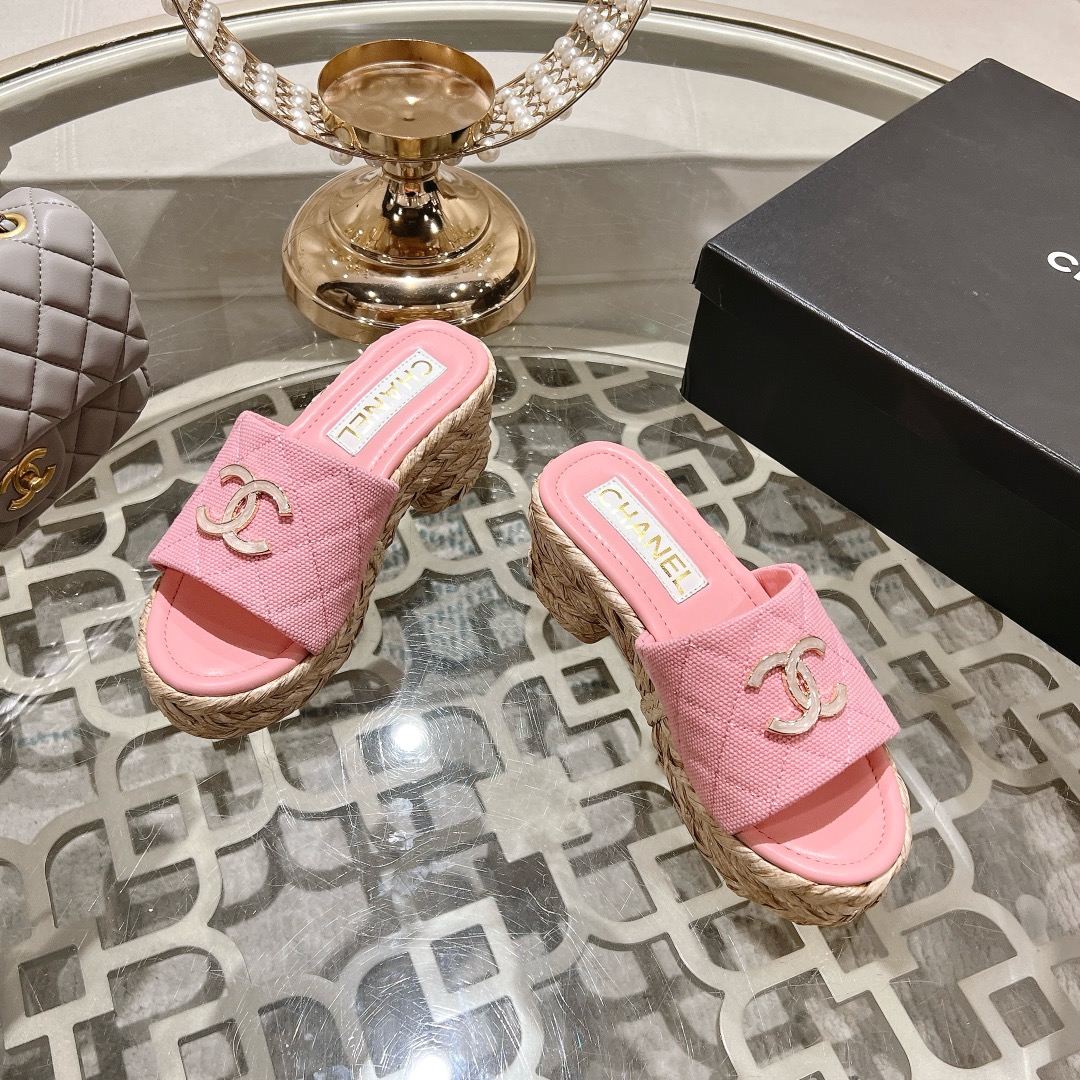 Chanel Thick Bottom Heels Slipper Sandals Shoes