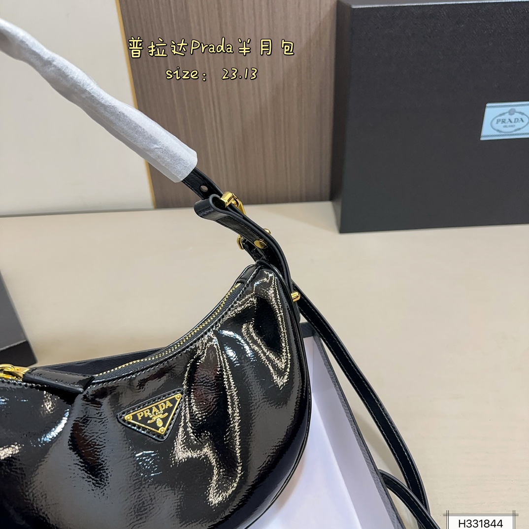 PRADA Saffiano Crescent Underarm Bag