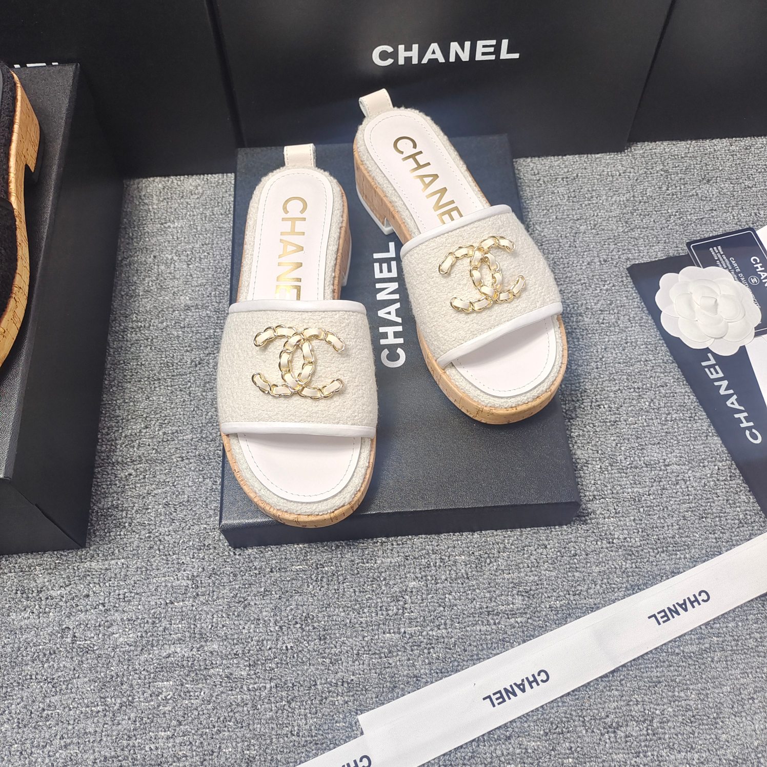 Chanel Chunky Chain Alphabet High Heels Sandals Slippers Shoes