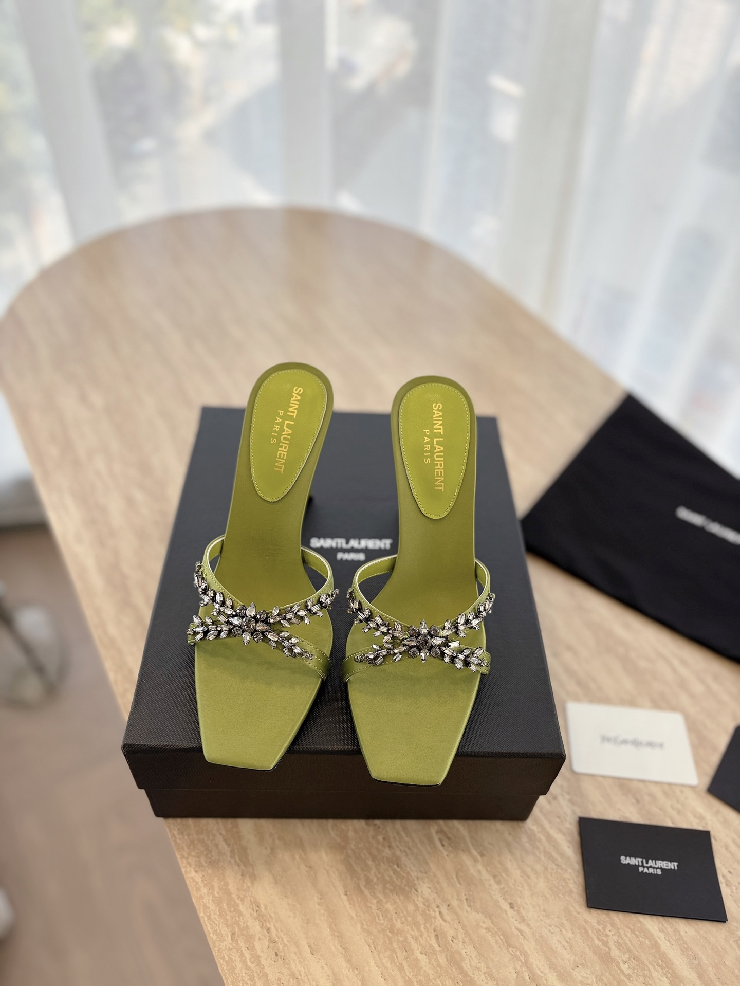 Saint Laurent YSL Big Rhinestone Heels Sandals Shoes
