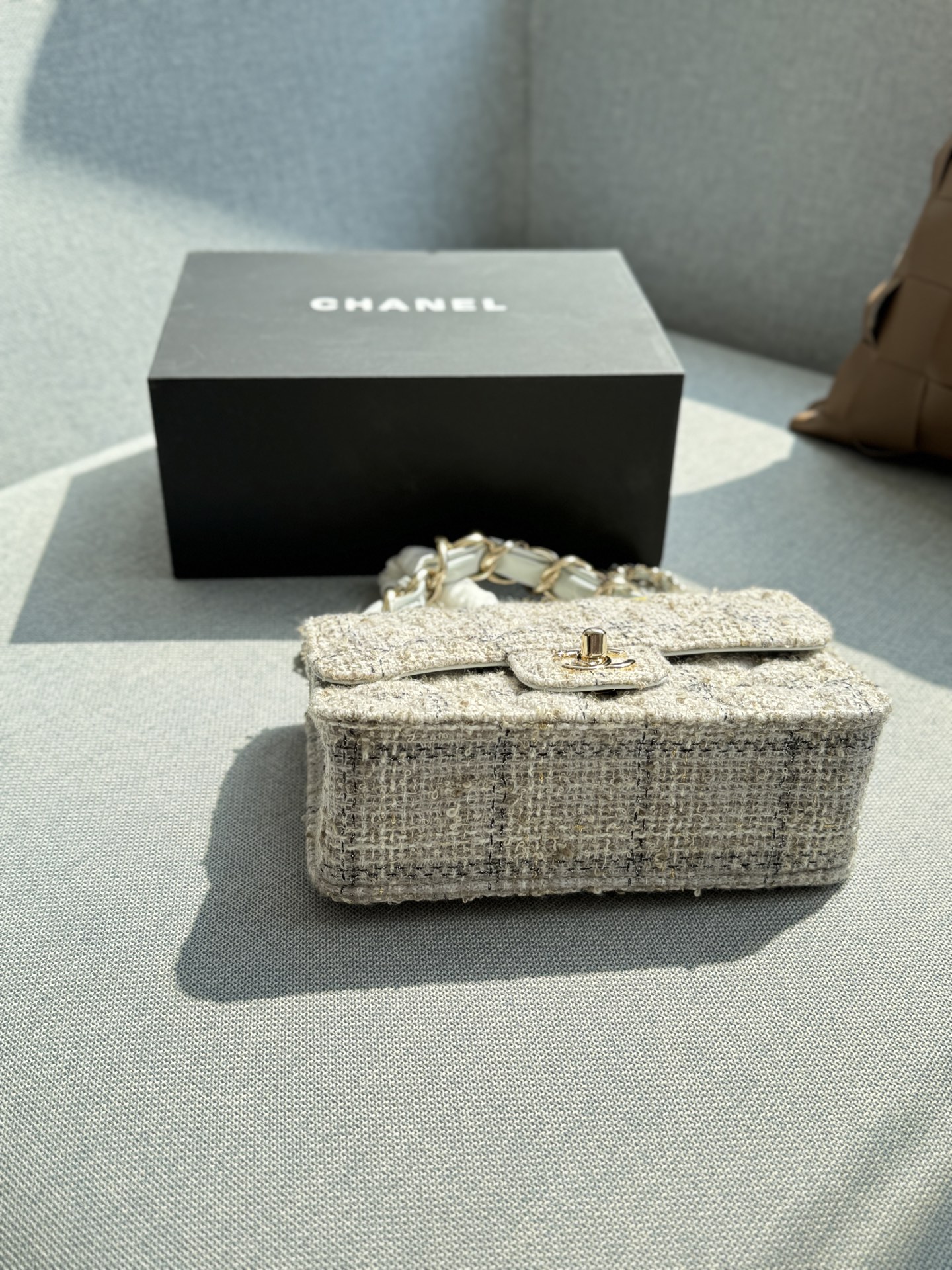 Chanel 25B Tweed Gray Chain Bag 20cm