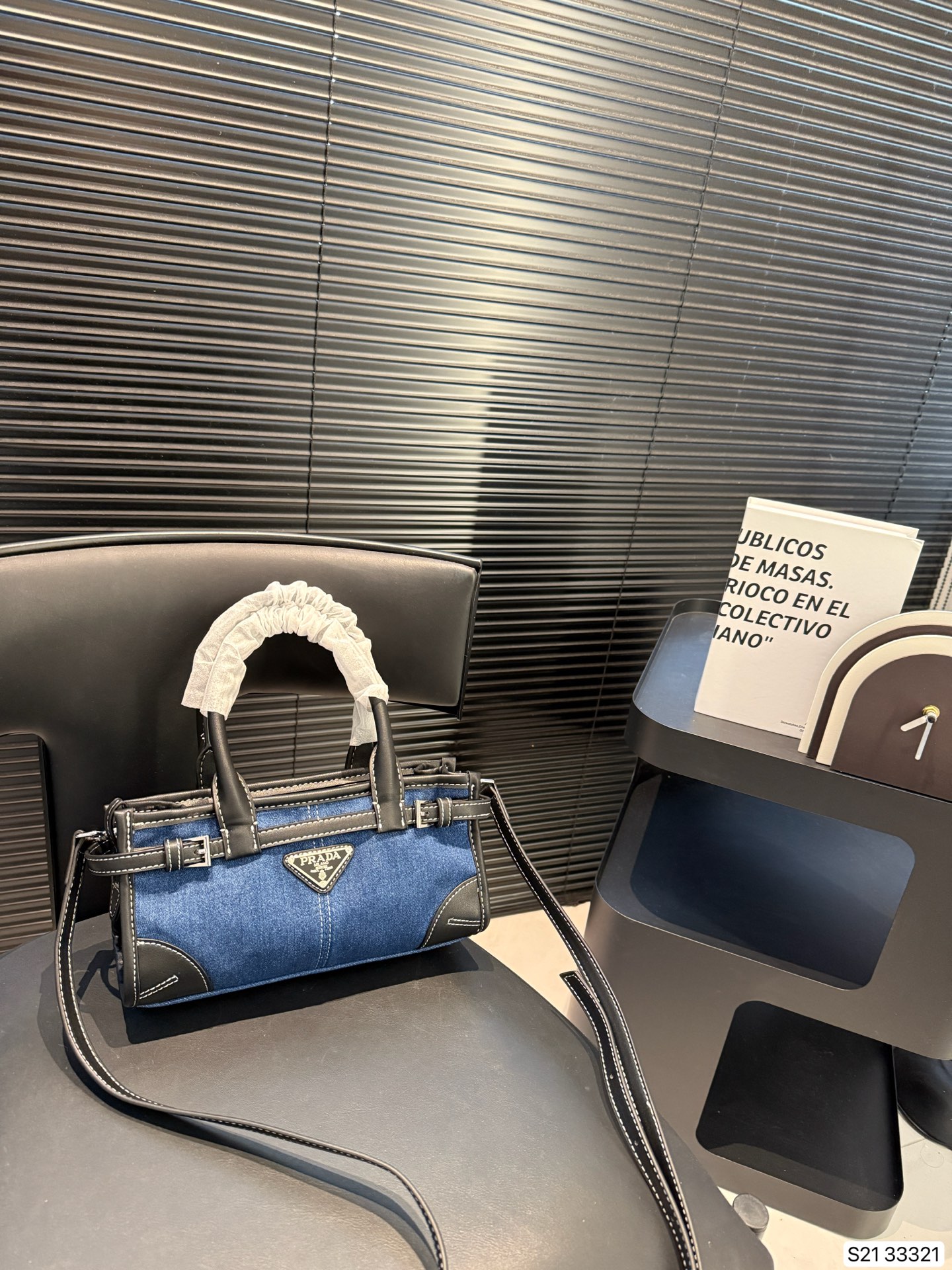 Prada Denim Bonnie 33321 Top Handle Crossbody Bag