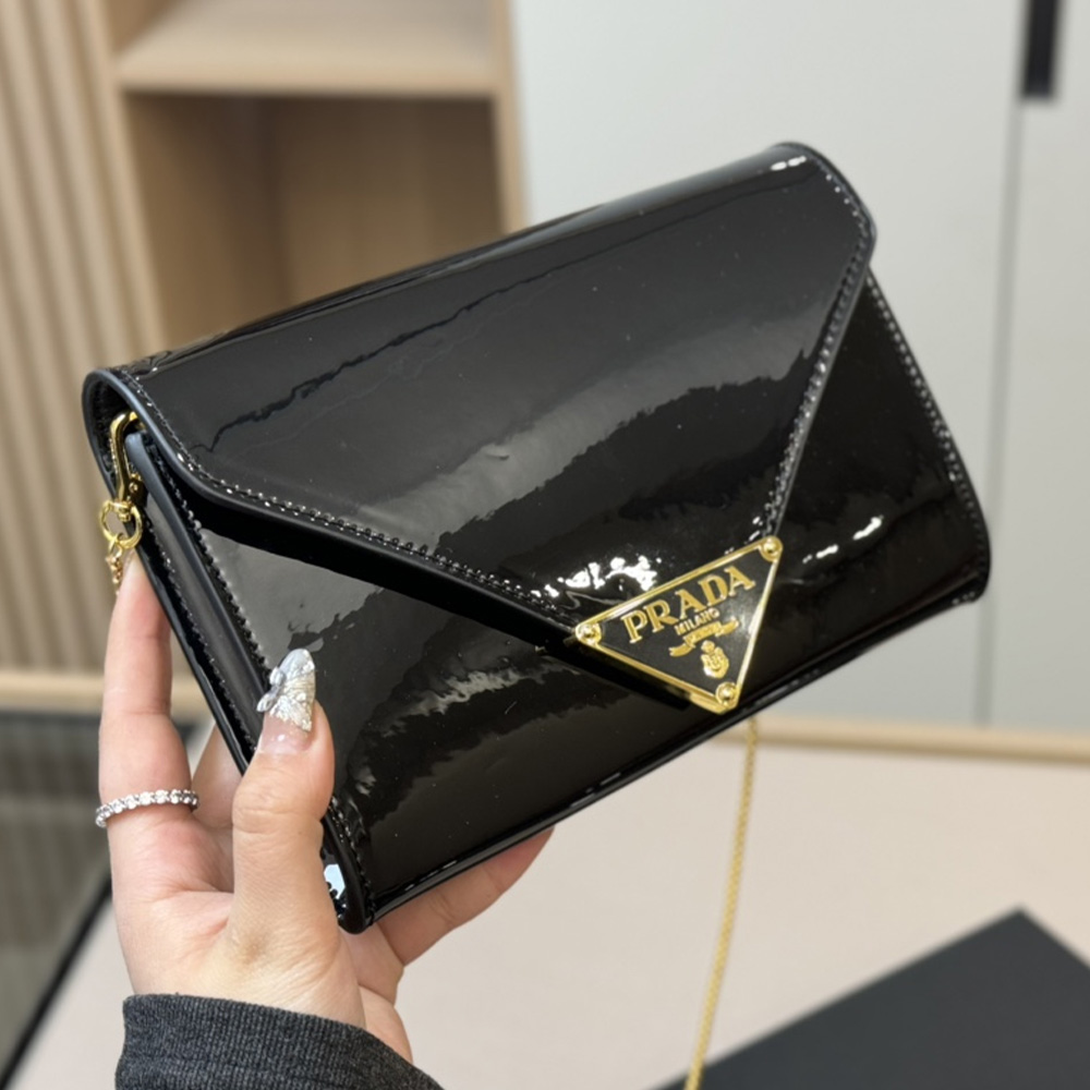 Prada  Leather Clutch Shoulder Bag Handbag