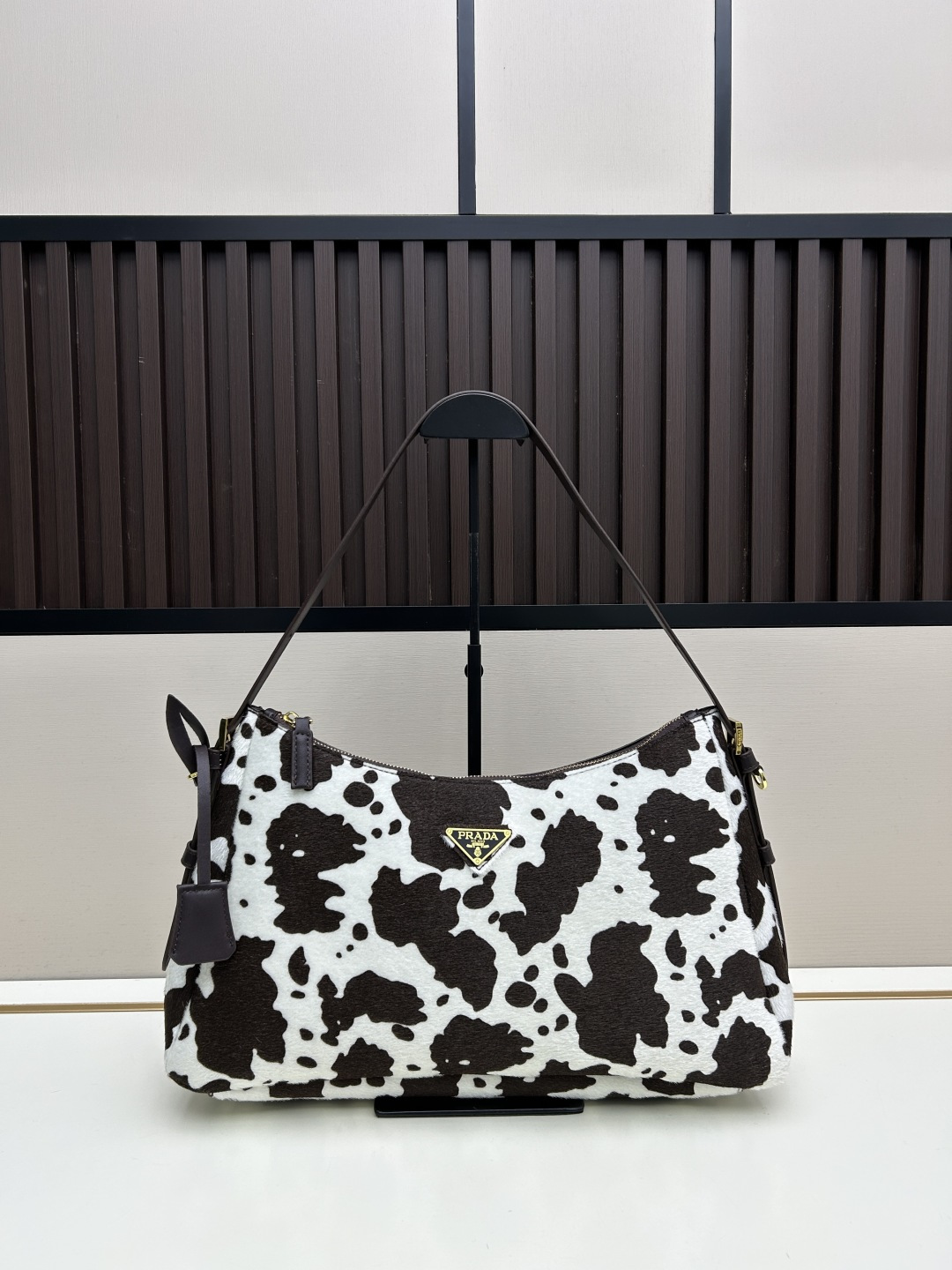Prada 2579 Cow Print Calfskin Underarm Shoulder Bag