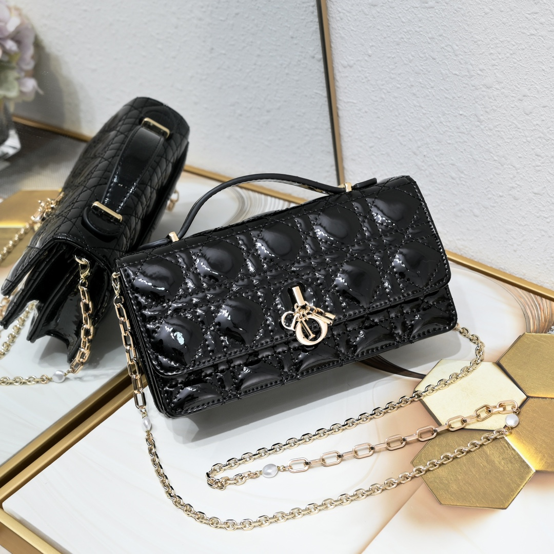 DIOR Miss Dior Lacquer Leather Shoulder Bag