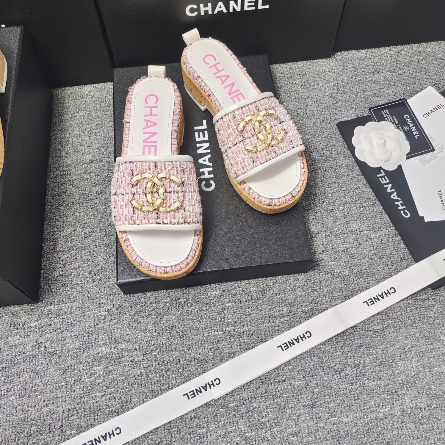 Chanel Chunky Chain Alphabet High Heels Sandals Slippers Shoes