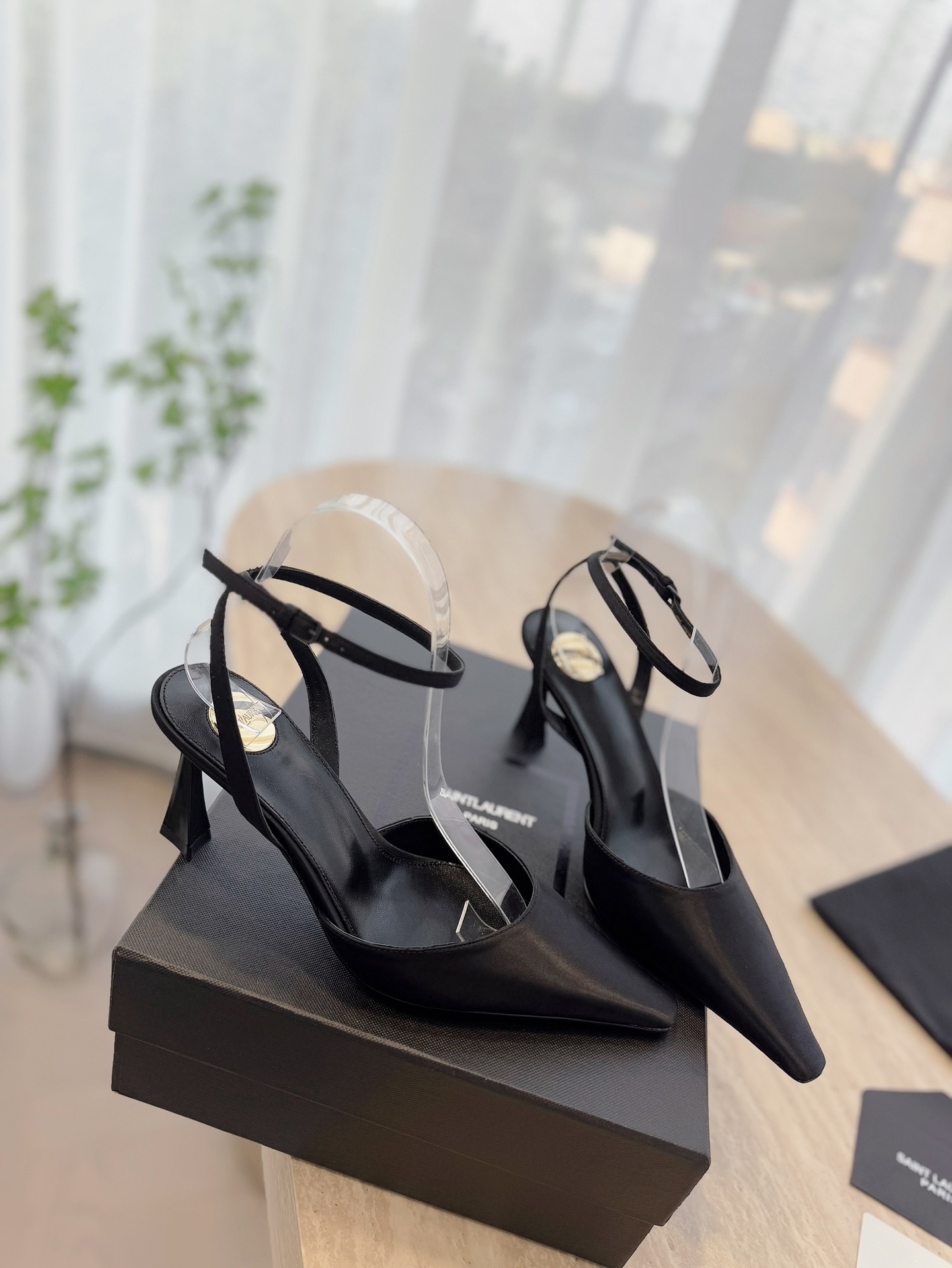 Saint Laurent YSL Pointed Toe Heeled Sandals Slippers Shoes