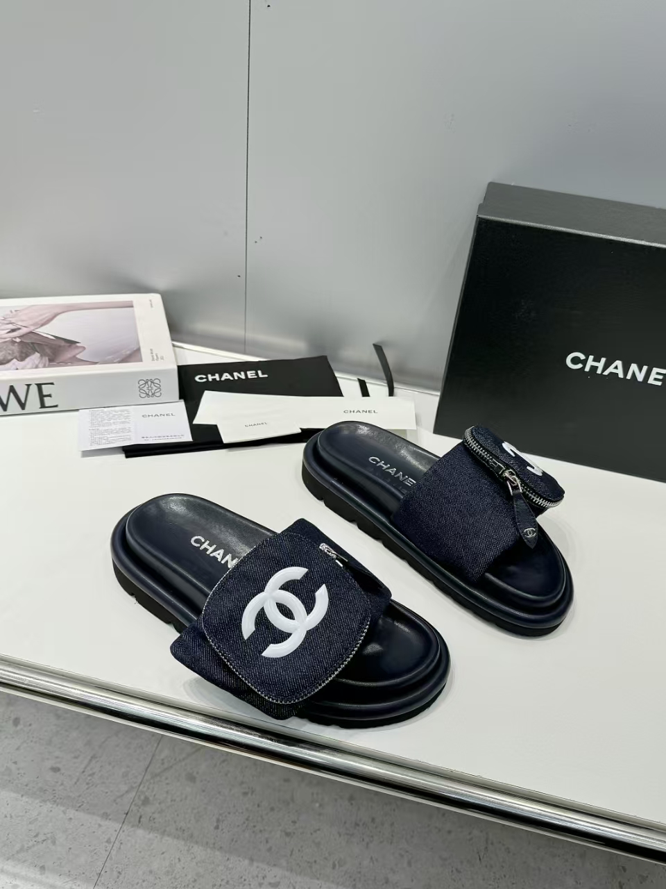 Chanel Embossed Logo Sandals Slipper Shoes