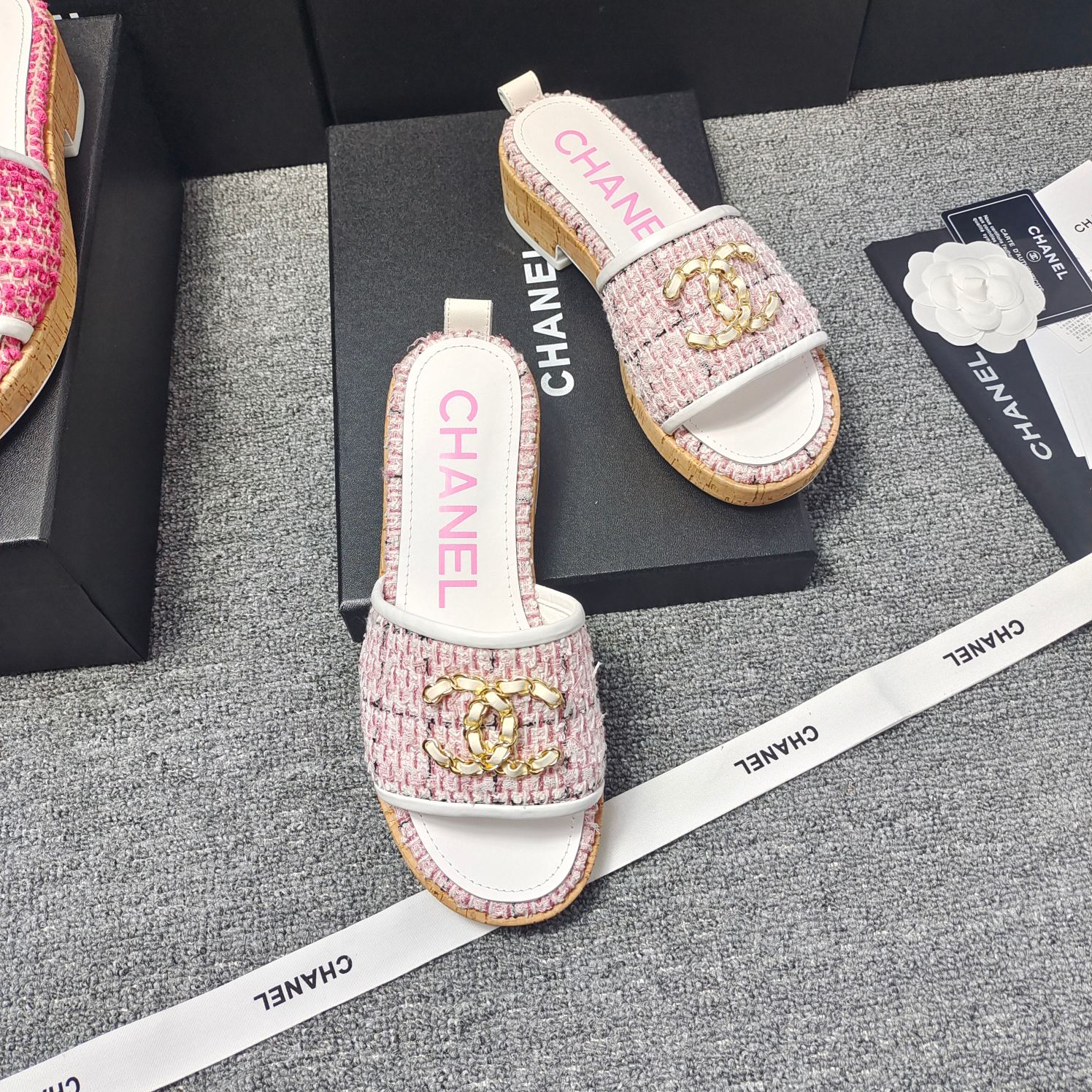 Chanel Chunky Chain Alphabet High Heels Sandals Slippers Shoes