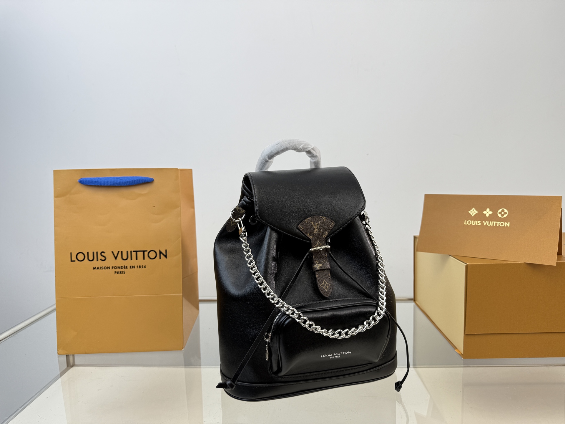 LV Montsouris Backpack | Black Smooth Leather Spacious