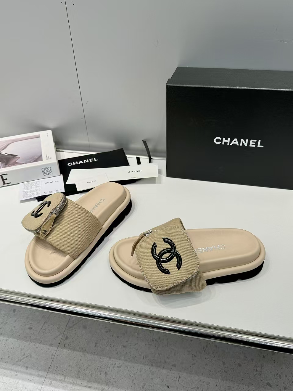 Chanel Embossed Logo Sandals Slipper Shoes