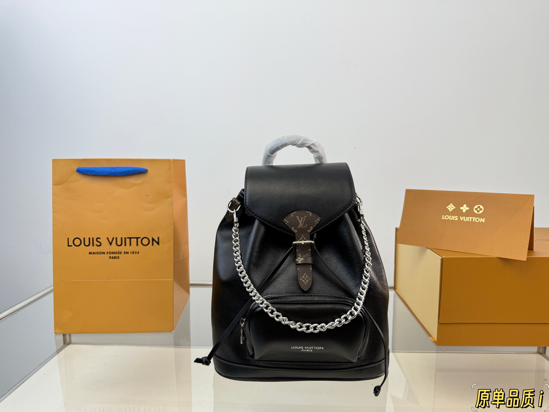 LV Montsouris Backpack | Black Smooth Leather Spacious