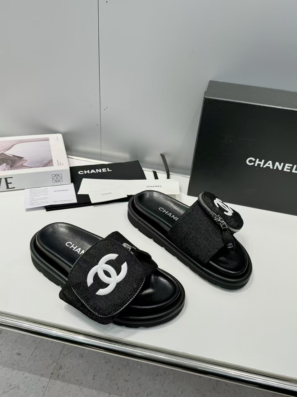 Chanel Embossed Logo Sandals Slipper Shoes