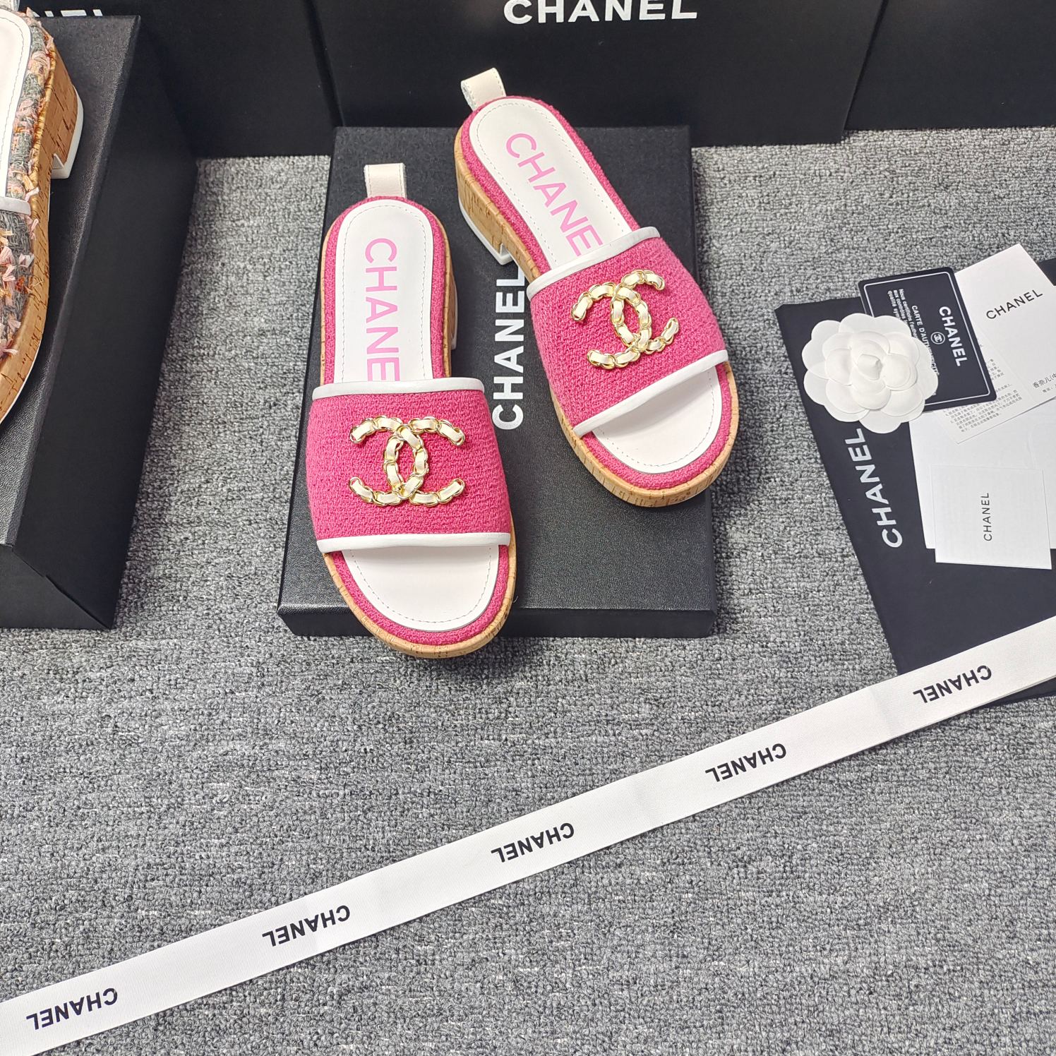 Chanel Chunky Chain Alphabet High Heels Sandals Slippers Shoes