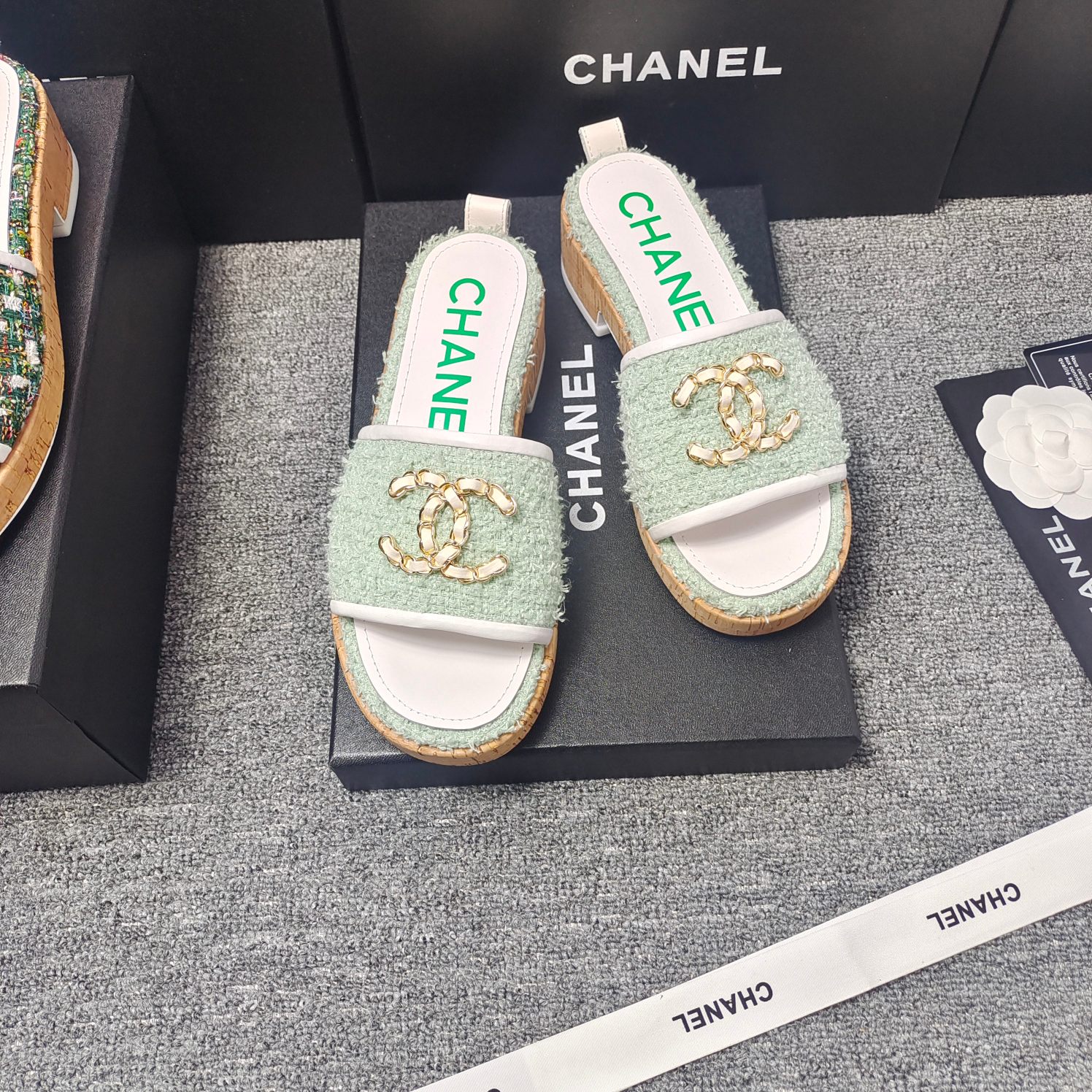 Chanel Chunky Chain Alphabet High Heels Sandals Slippers Shoes